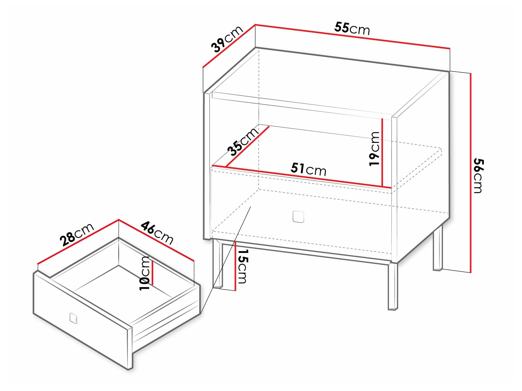 Mesilla de noche Comfivo Nunove 105 (Blanco)