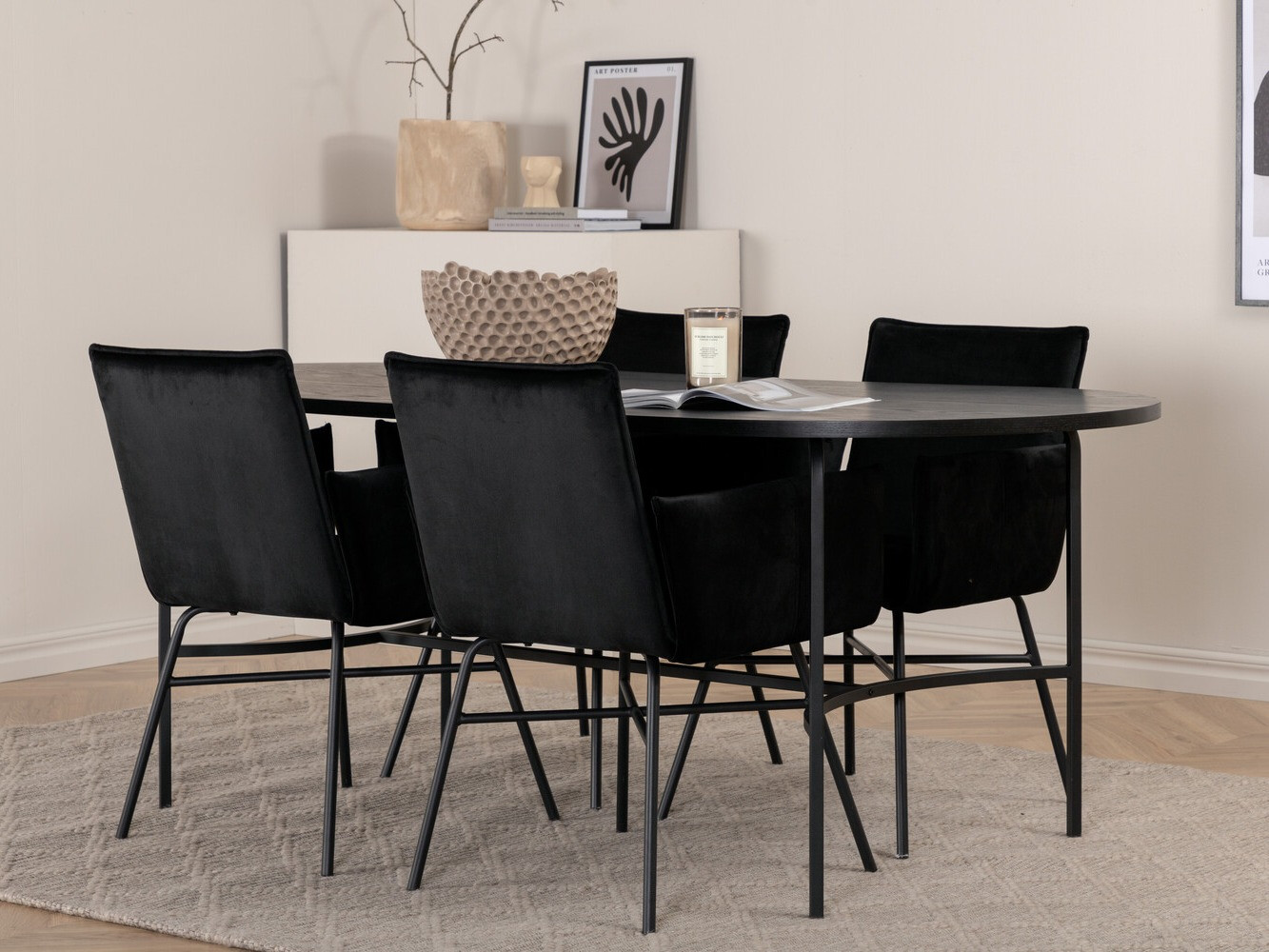 Conjunto de comedor Dallas 2528 (Negro)