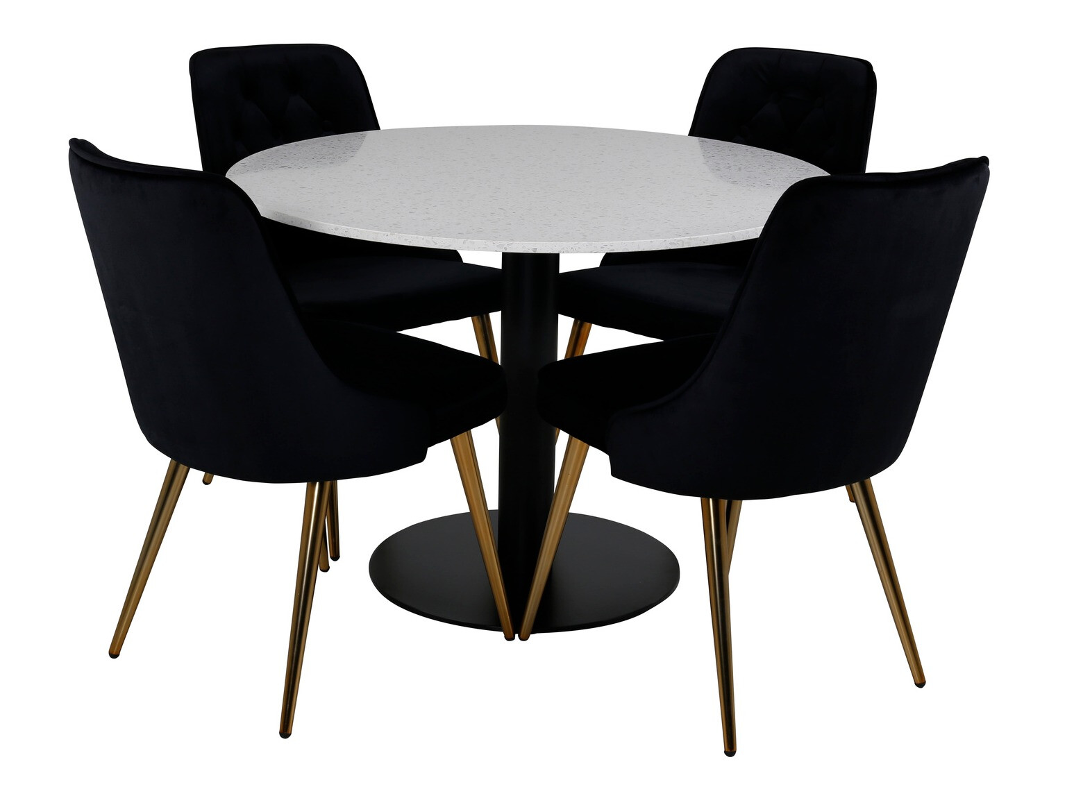 Conjunto de mesas y sillas para comedor Dallas 1160 (Negro + Latón)