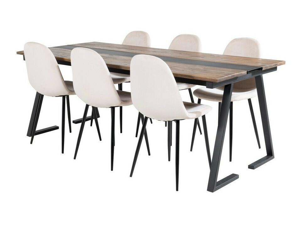 Conjunto de mesas y sillas para comedor Dallas 1949 (Negro + Beige)