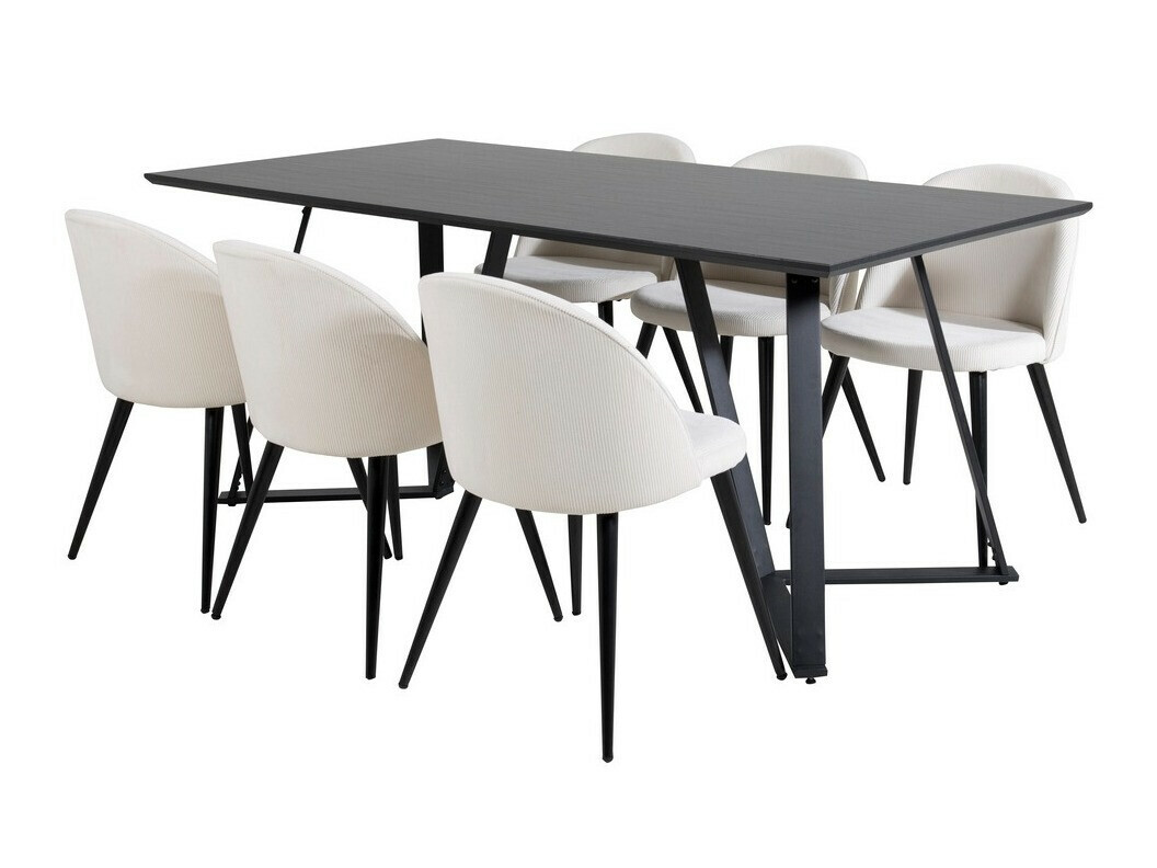 Conjunto de mesas y sillas para comedor Dallas 1962 (Negro + Beige)
