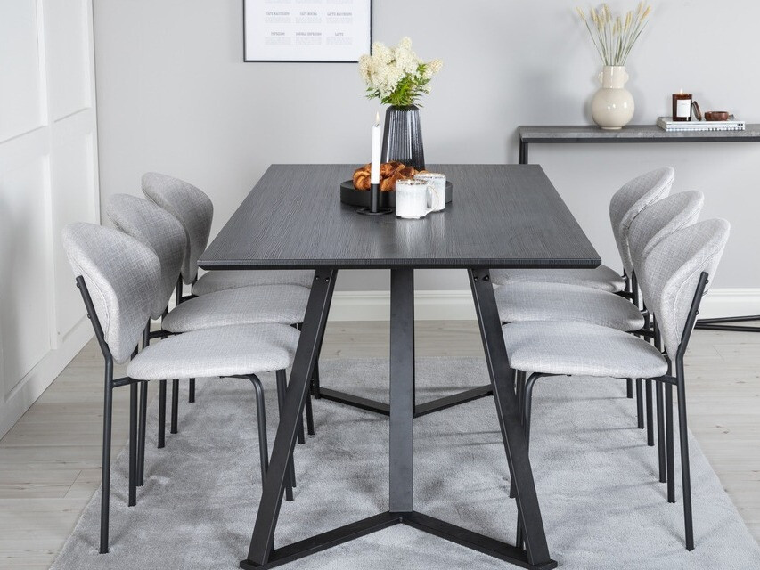 Conjunto de mesas y sillas para comedor Dallas 1970 (Negro + Gris)