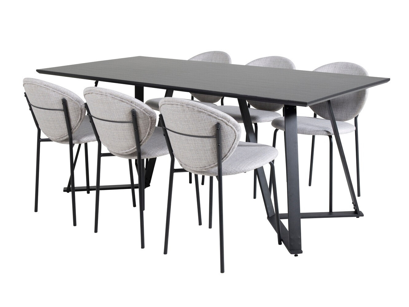 Conjunto de mesas y sillas para comedor Dallas 1970 (Negro + Gris)