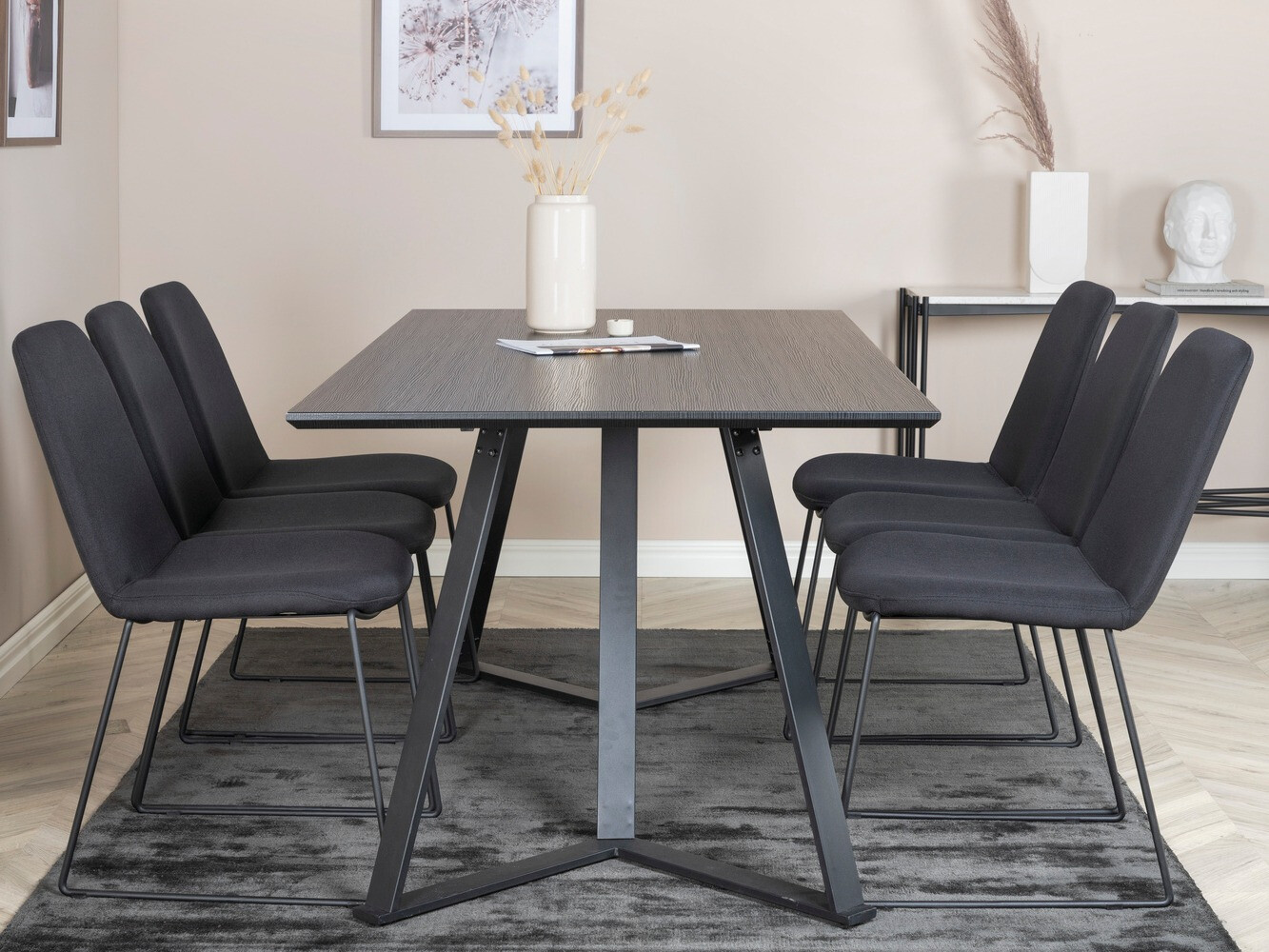 Conjunto de mesas y sillas para comedor Dallas 1972 (Negro)