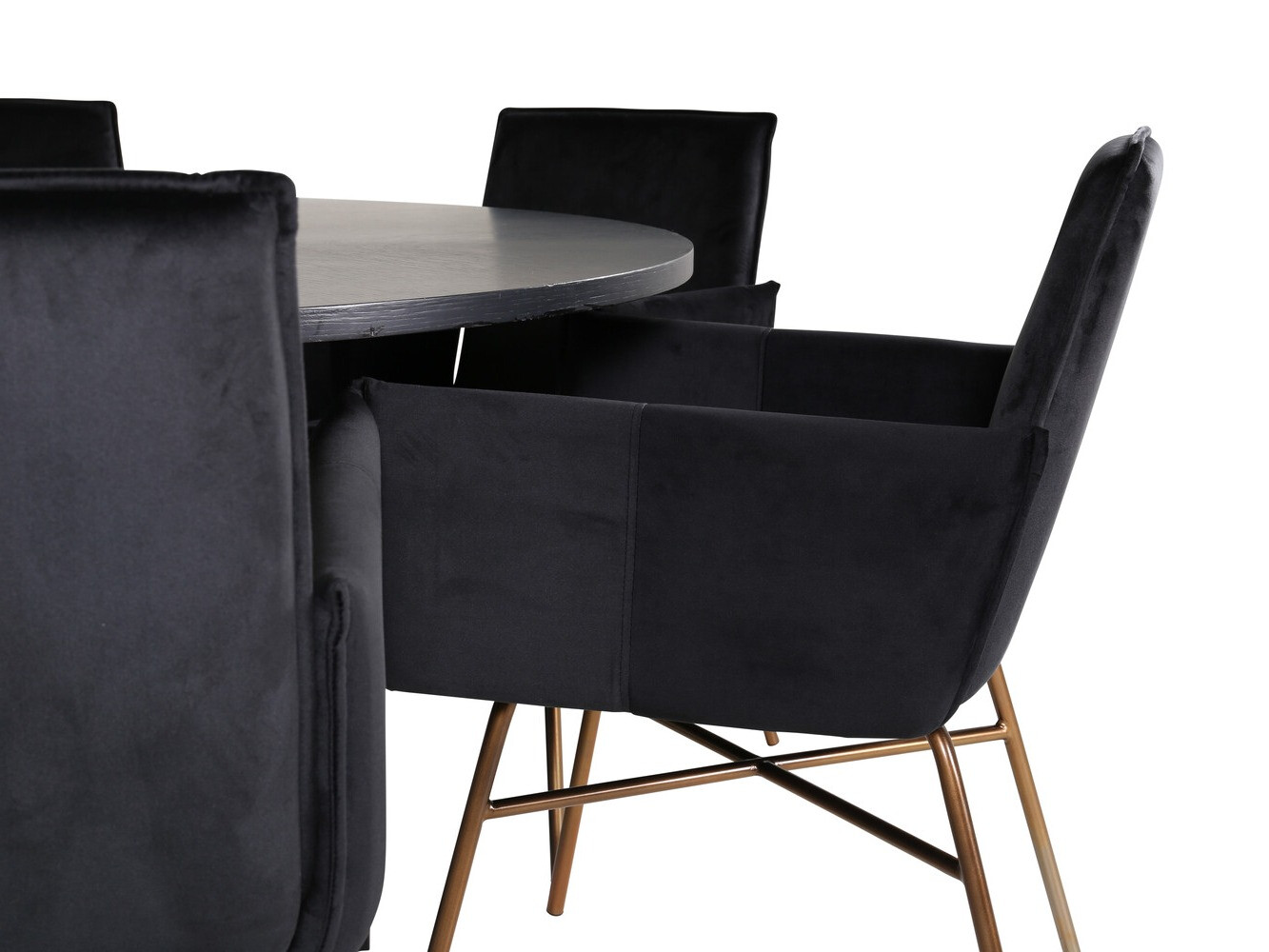 Conjunto de mesas y sillas para comedor Dallas 2391 (Negro + Latón)
