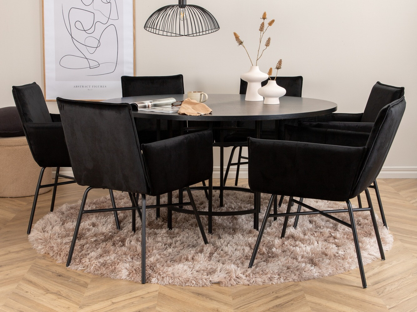 Conjunto de mesas y sillas para comedor Dallas 2391 (Negro)