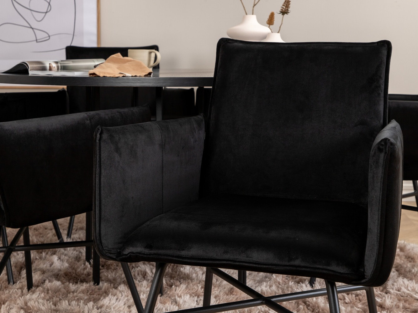 Conjunto de mesas y sillas para comedor Dallas 2391 (Negro)