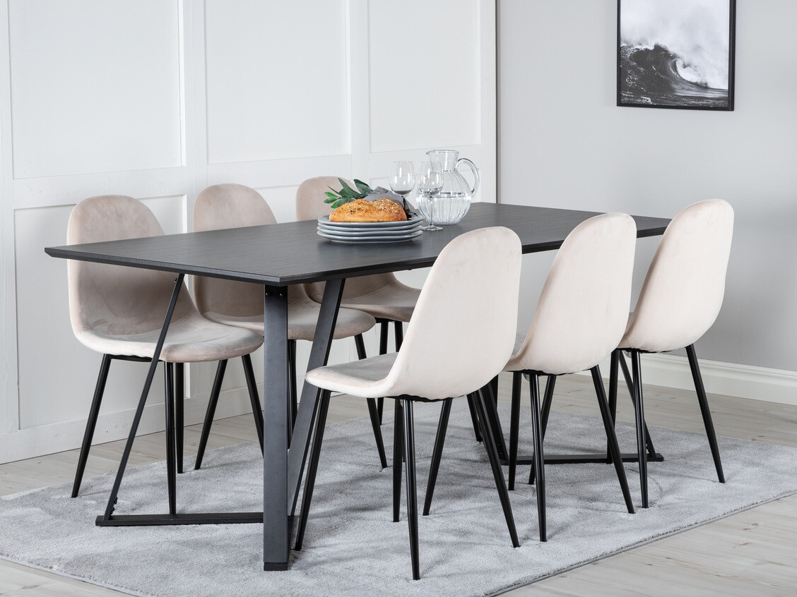 Conjunto de mesas y sillas para comedor Dallas 2476 (Beige + Negro)