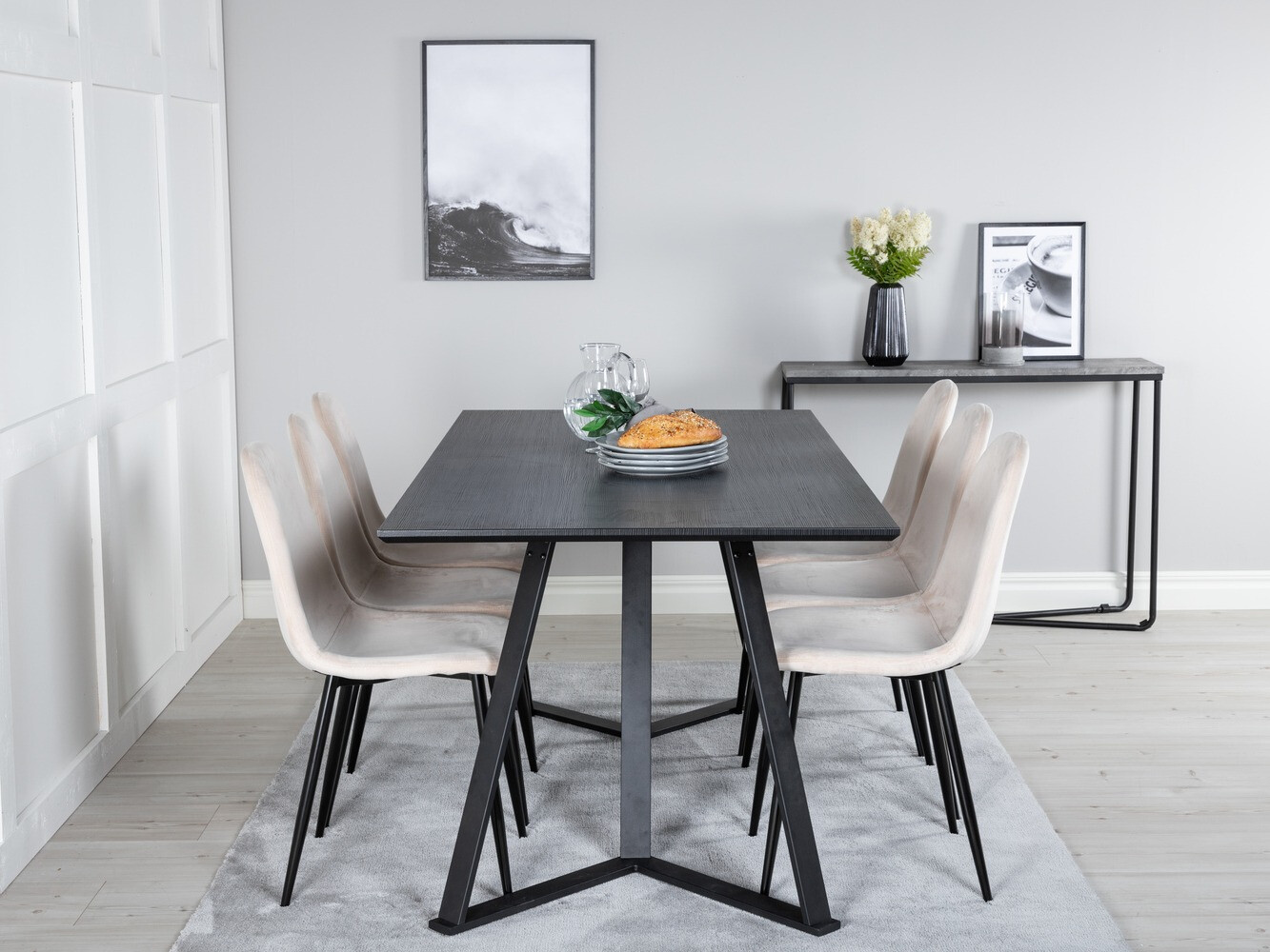 Conjunto de mesas y sillas para comedor Dallas 2476 (Beige + Negro)