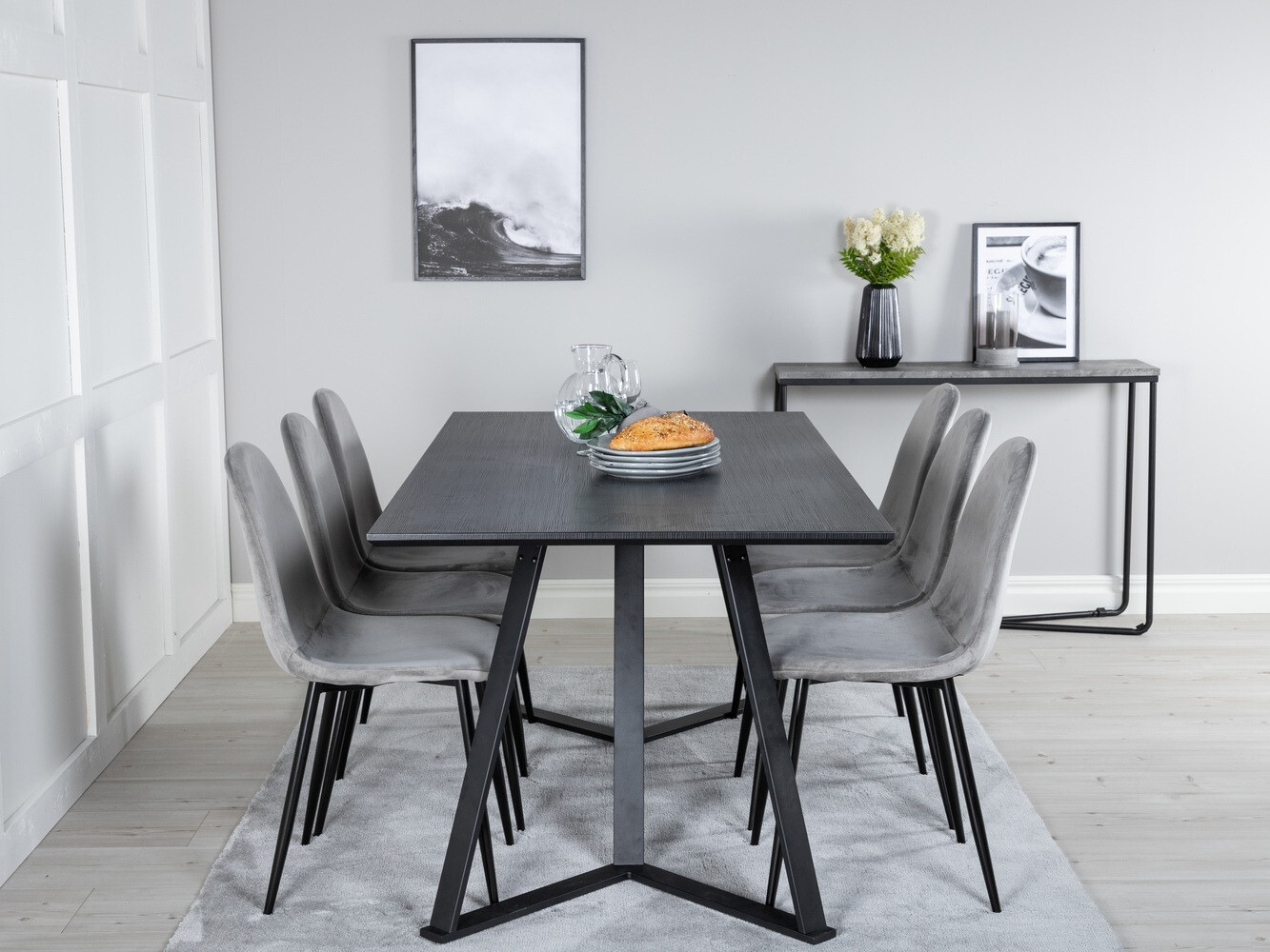 Conjunto de mesas y sillas para comedor Dallas 2476 (Gris + Negro)