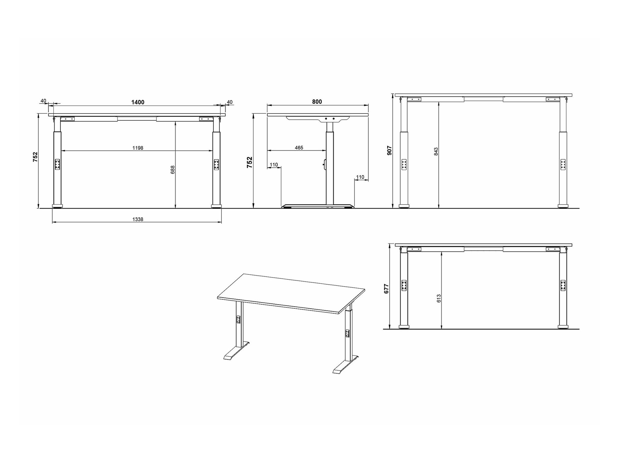 Mesa de oficina Sacramento 419 (Navarra roble + Plata)