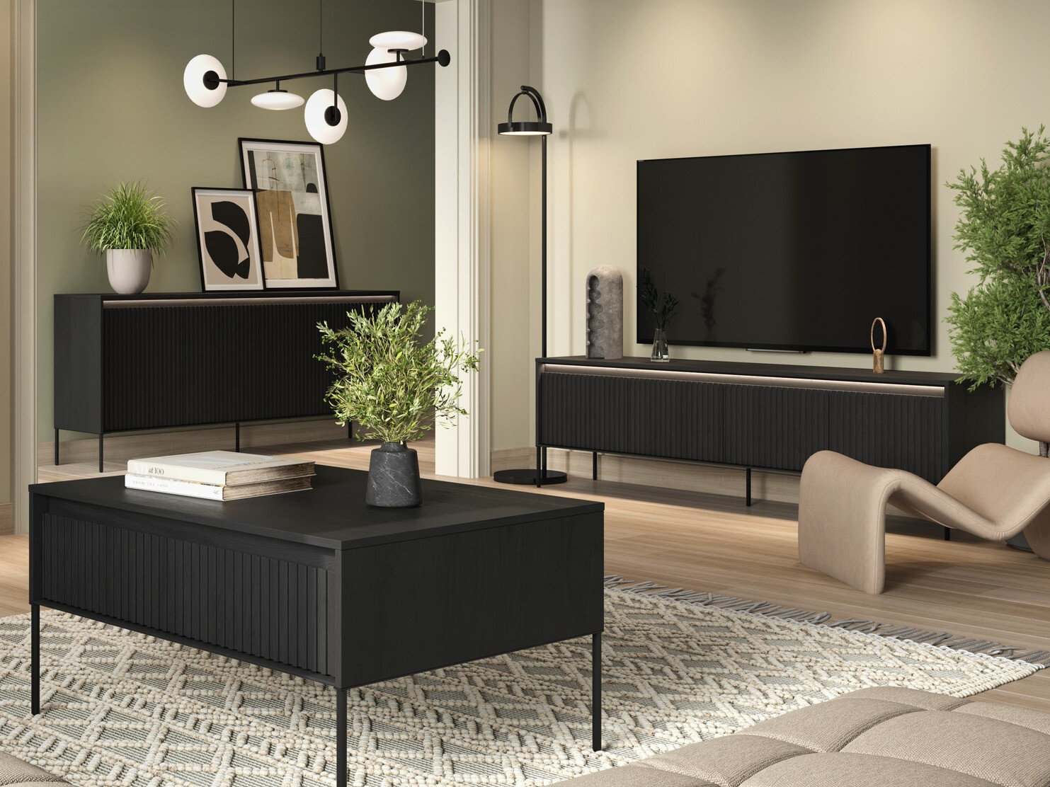 Conjunto de salón Fernolu 112 (Negro)