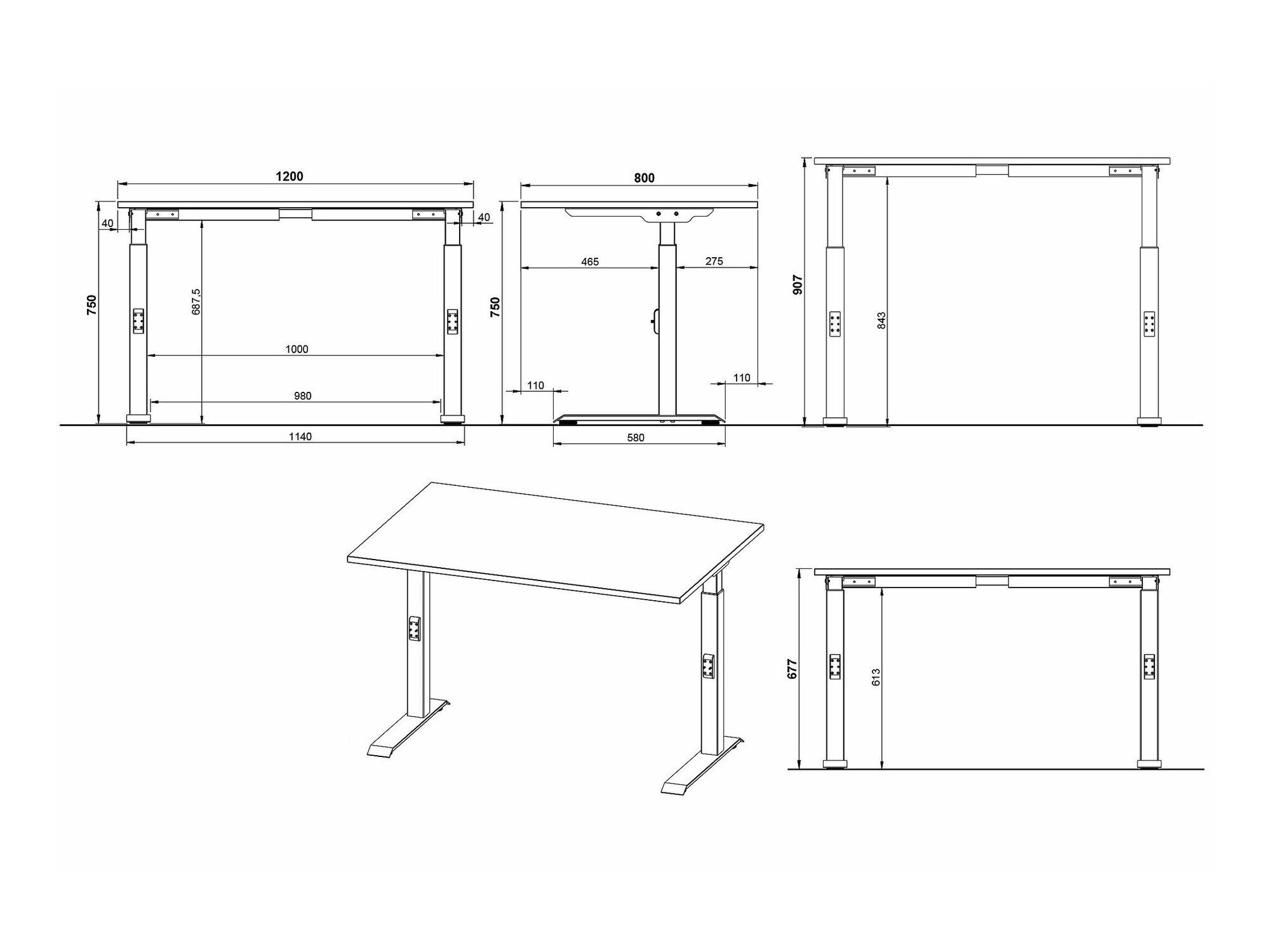 Mesa de oficina Sacramento 420 (Gris claro + Blanco)