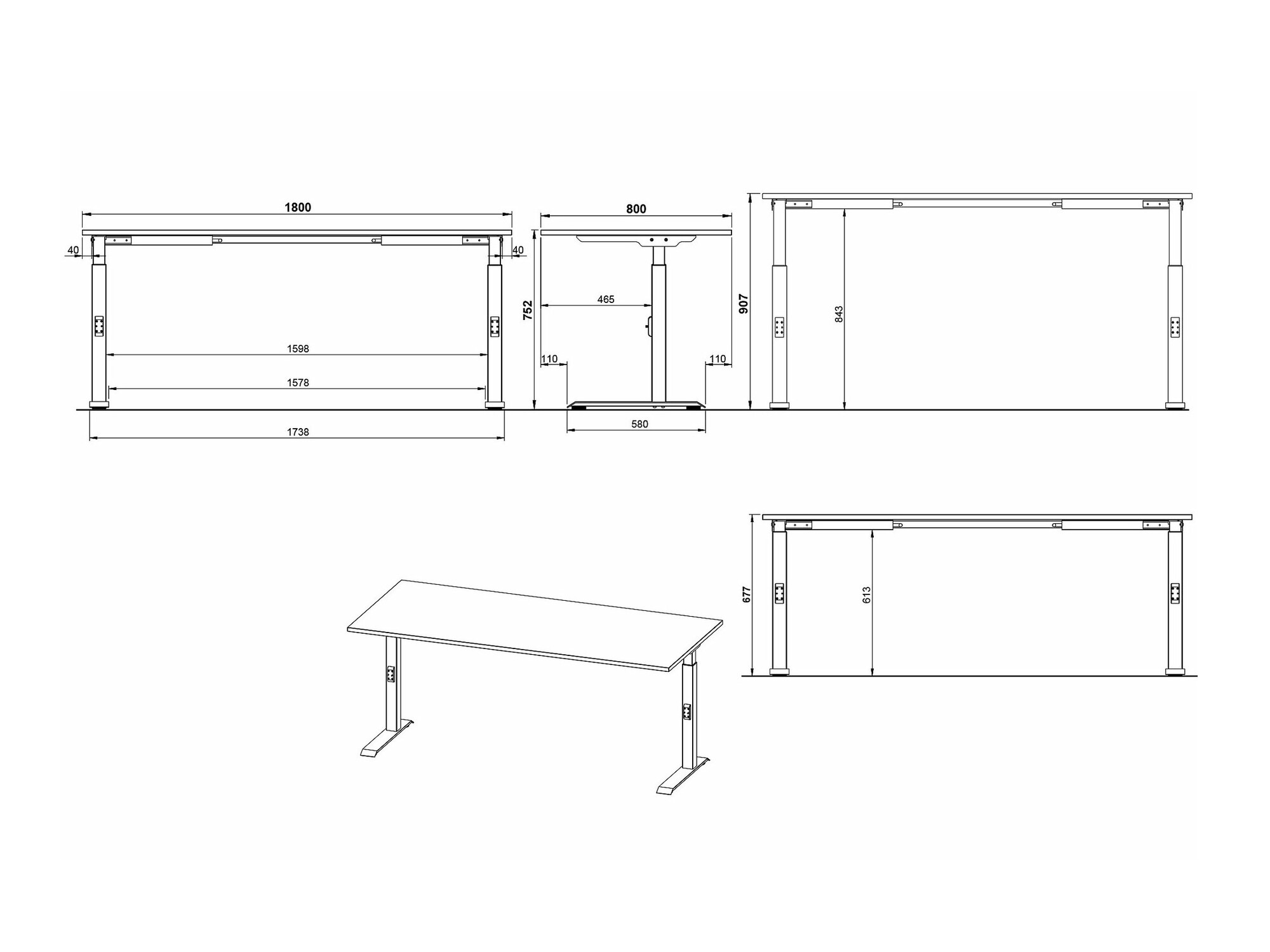 Mesa de oficina Sacramento 422 (Gris claro + Blanco)