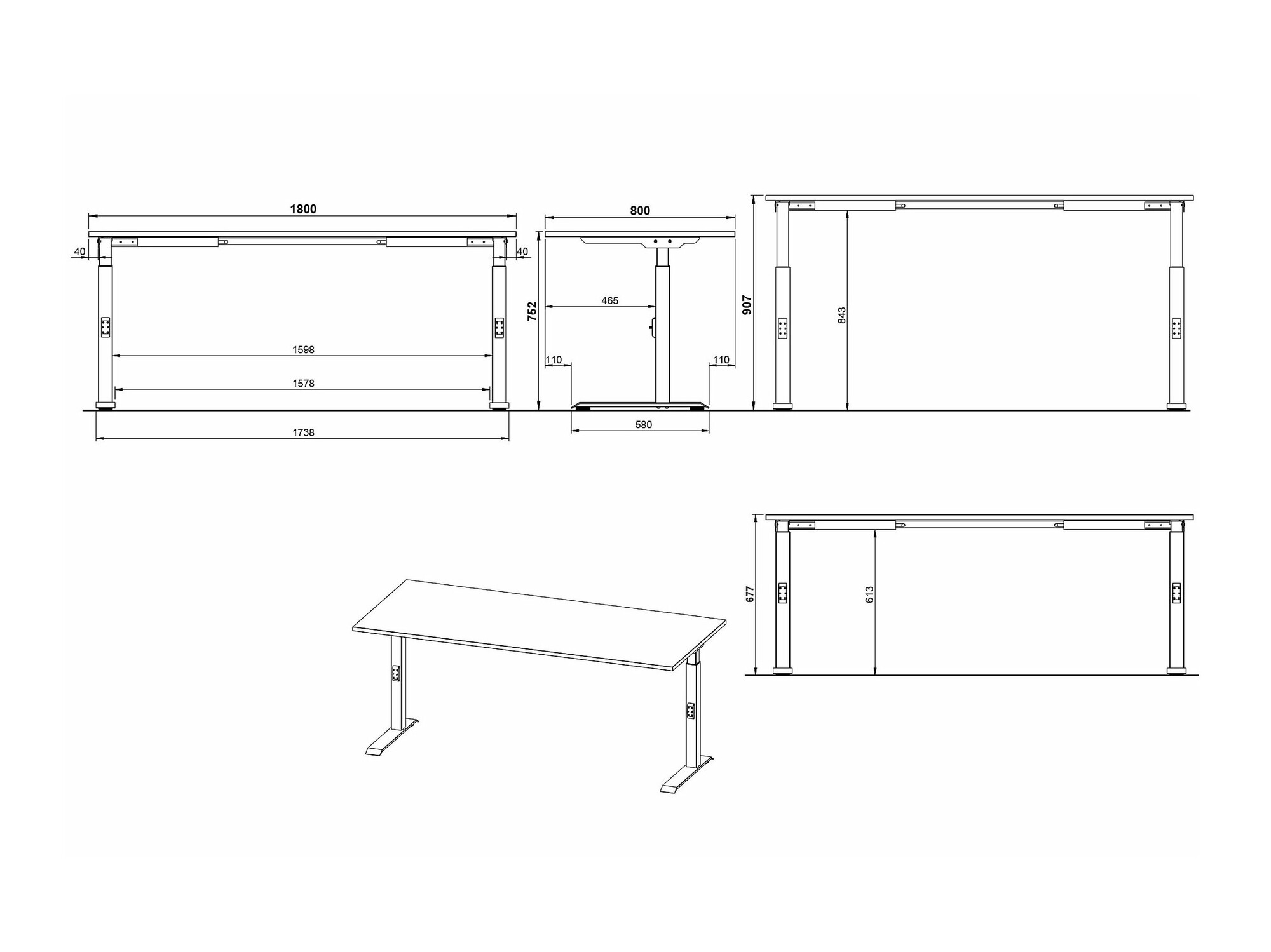 Mesa de oficina Sacramento 422 (Gris + Plata)