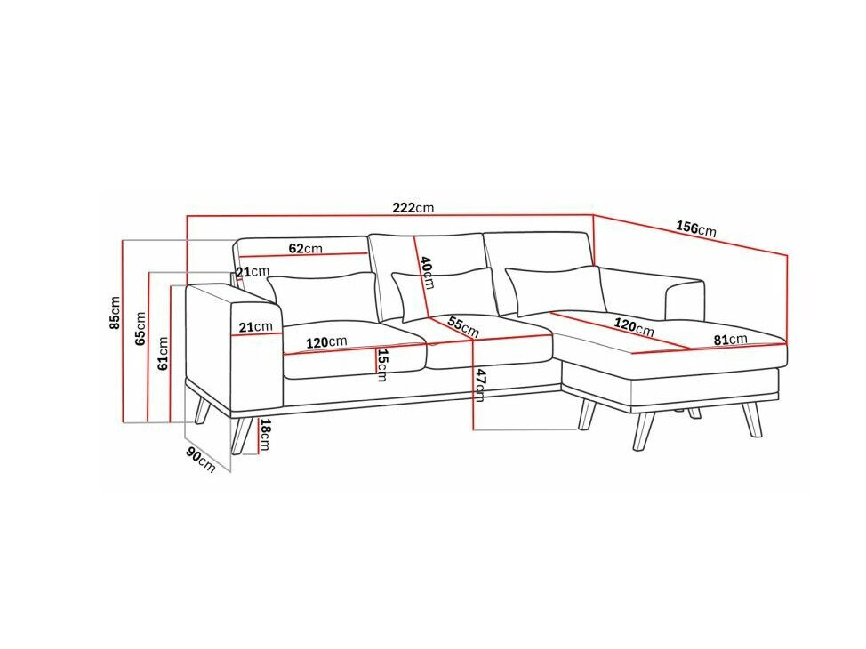 Sofá rinconero Floromo 120 (Melva 02 + Roble)