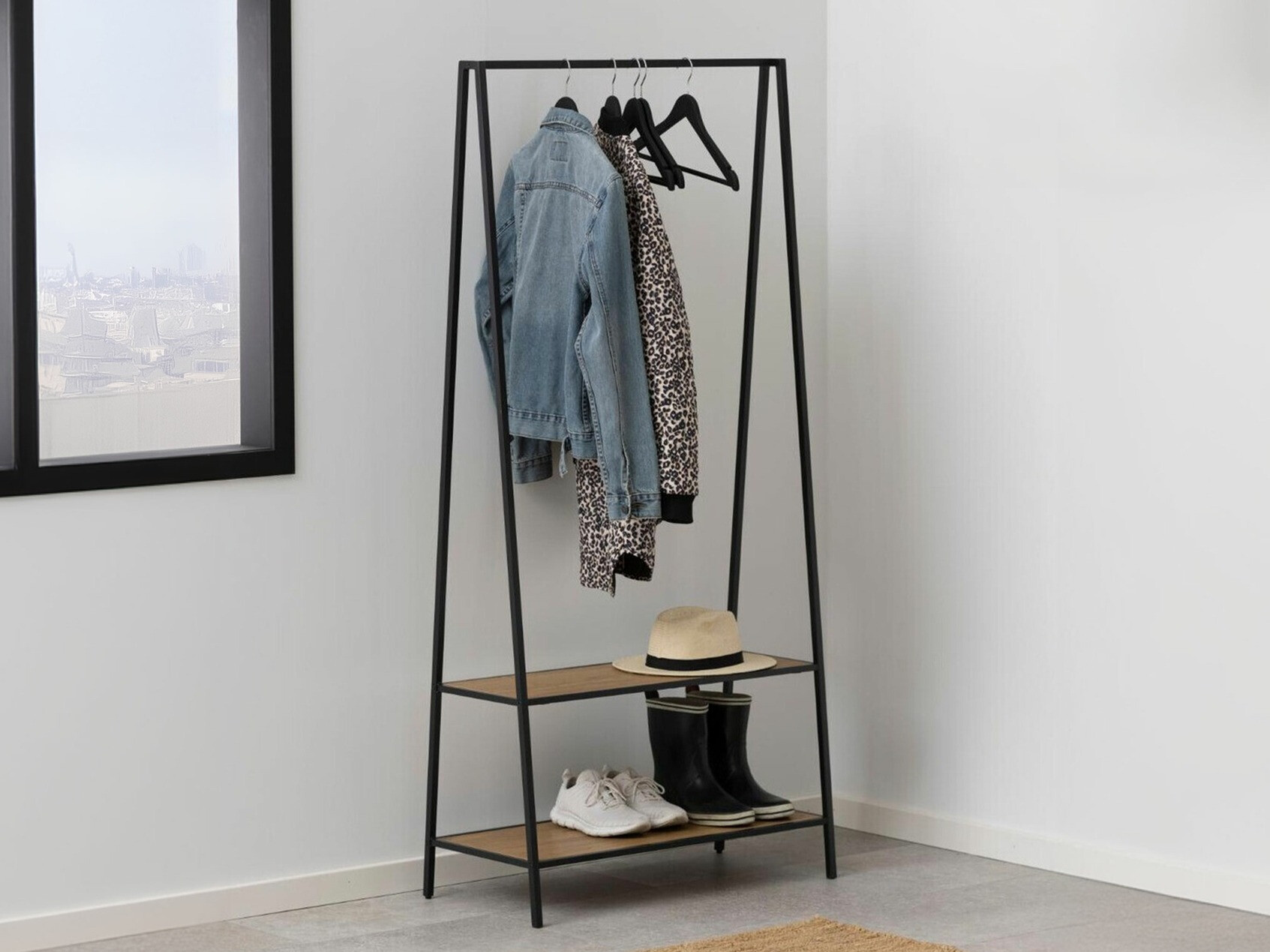 Perchero Norsica Sevferi 160 (Negro + Roble salvaje)