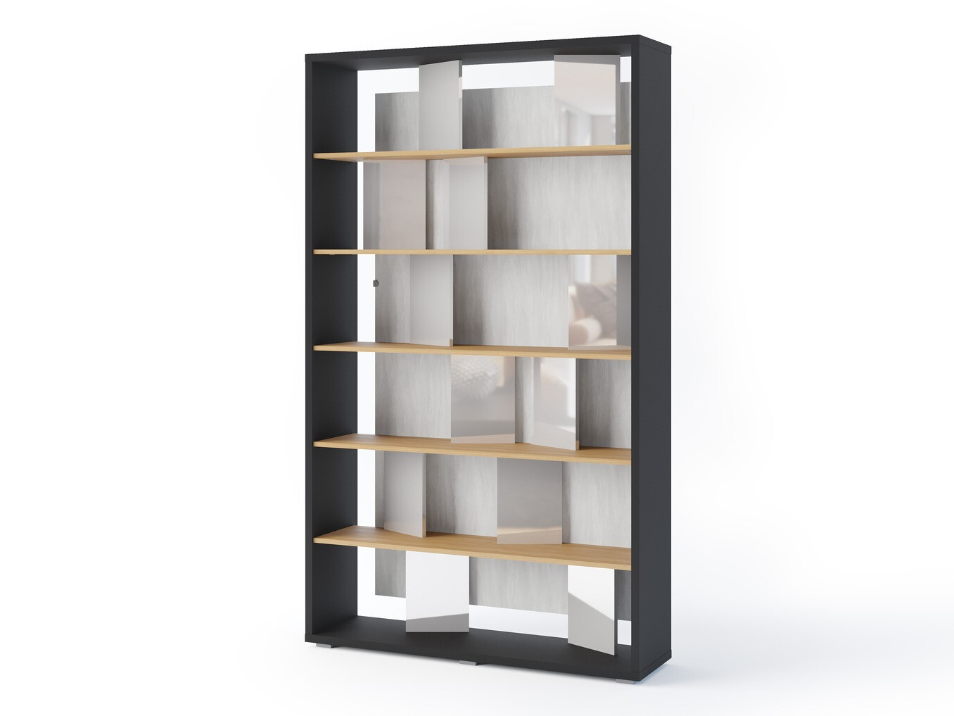 Estantería Fresno 154 (Gris brillante + Grafito + Roble)