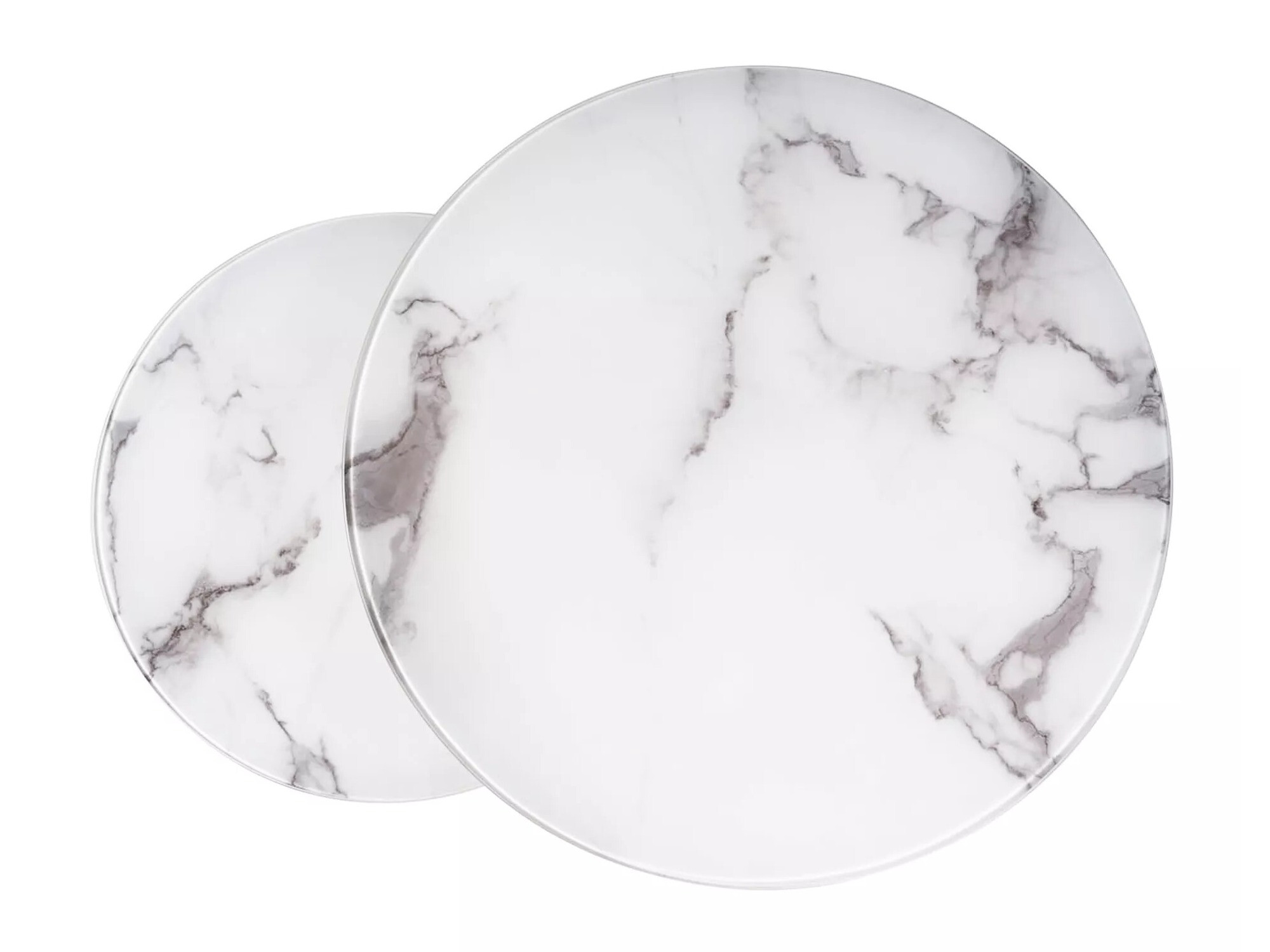 Conjunto mesa de centro Detroit 494 (Plata + Mármol blanco)