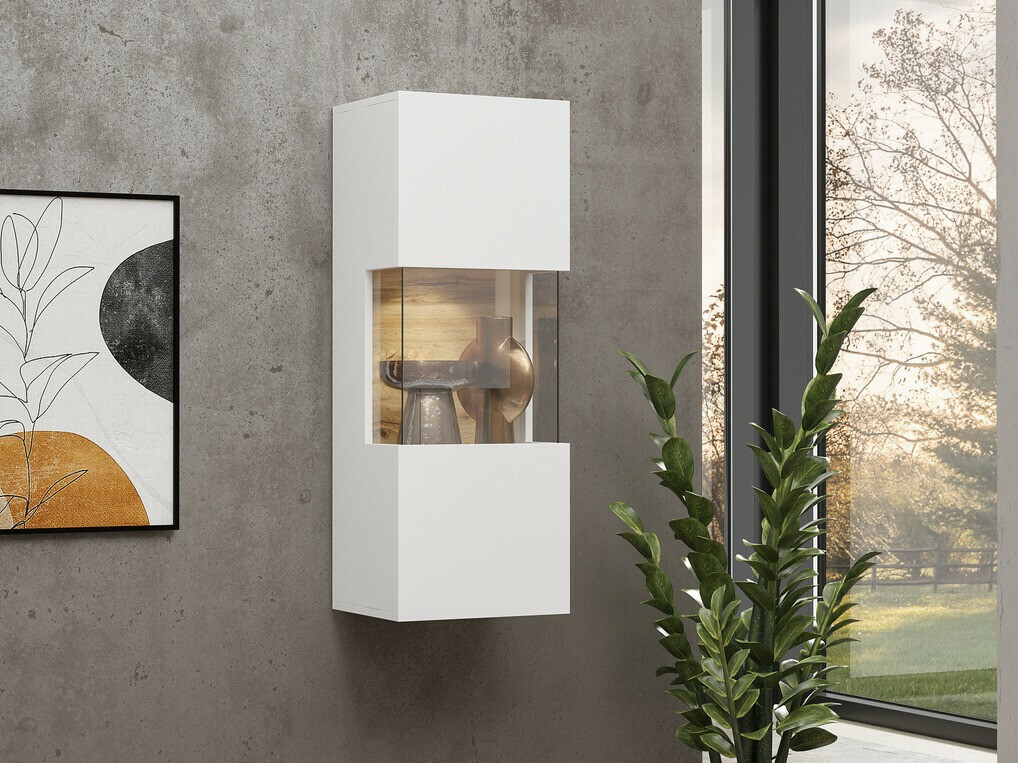 Armario de pared Revmiru 101 (Blanco + Roble wotan)