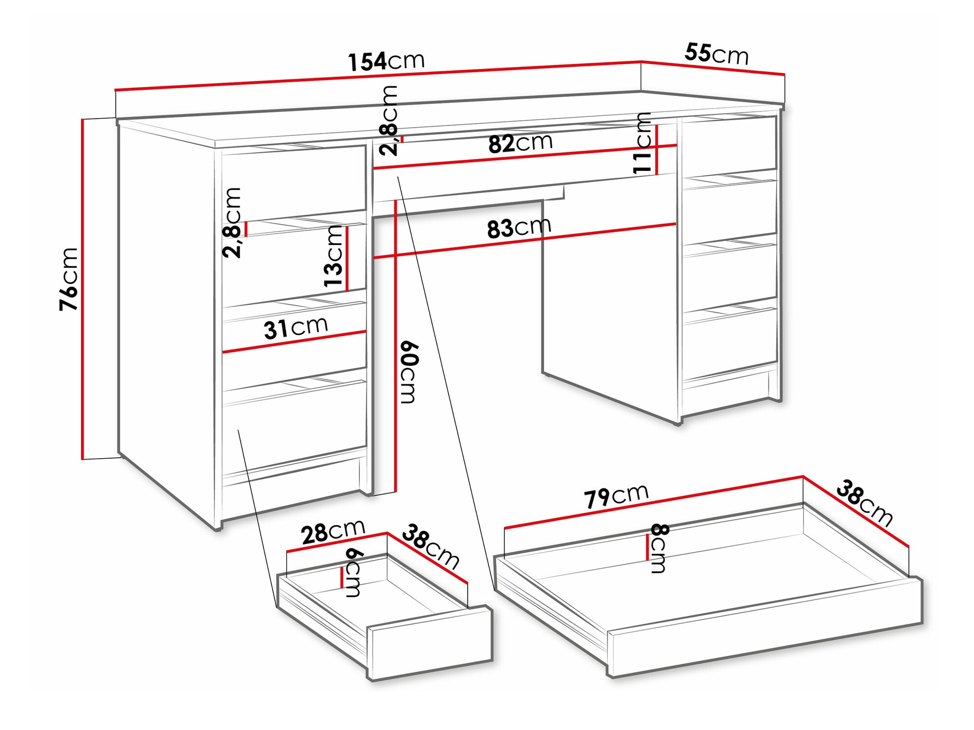 Mesa de oficina Comfivo 401 (Blanco)