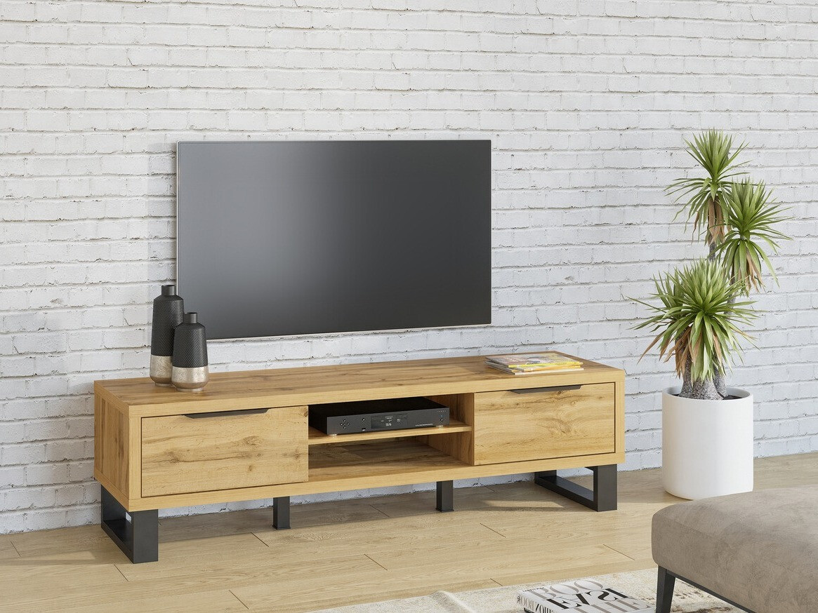 Mueble TV Avicavu 101 (Roble wotan + Negro)