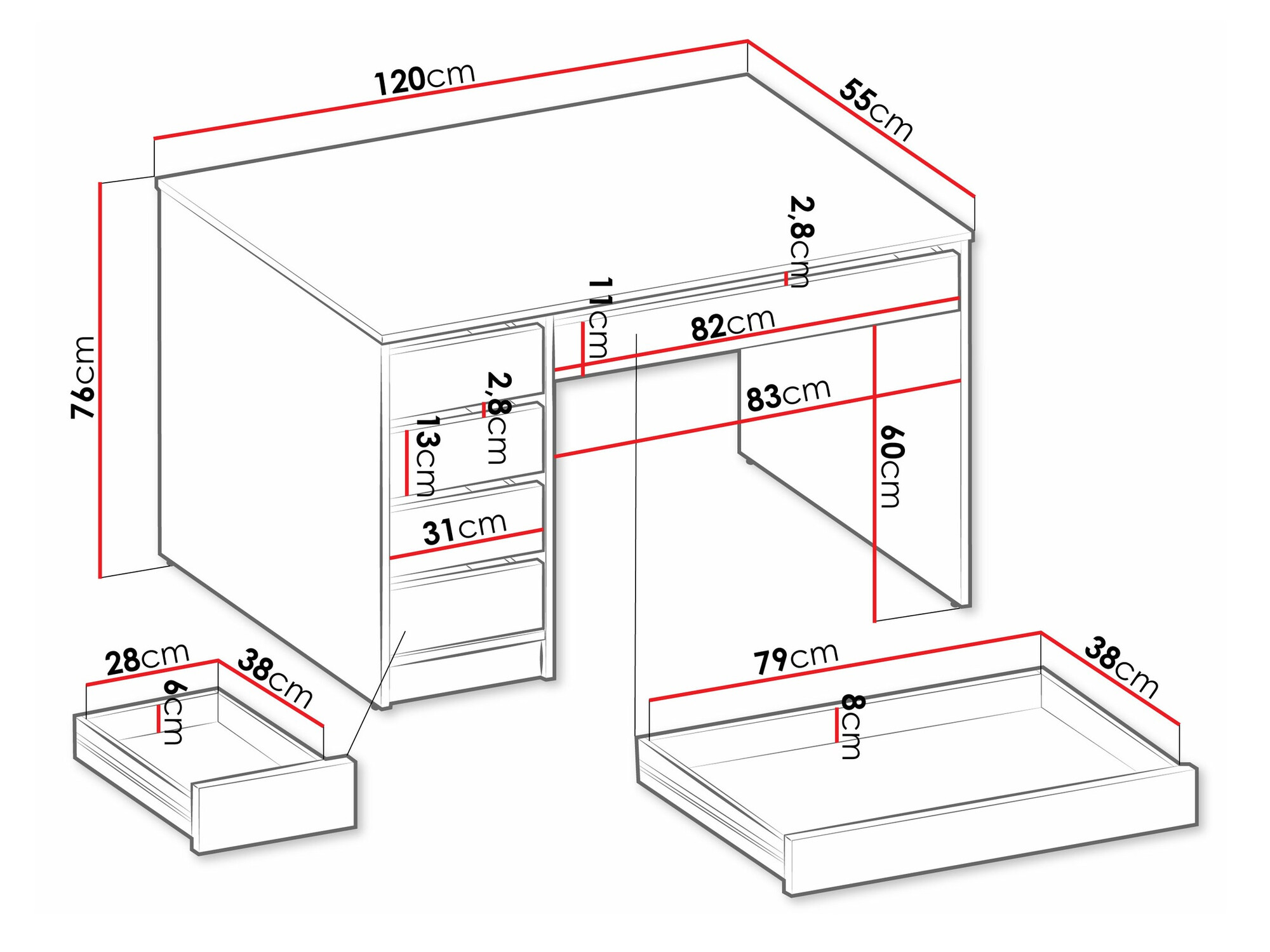 Mesa de oficina Comfivo Terros I (Antracita)