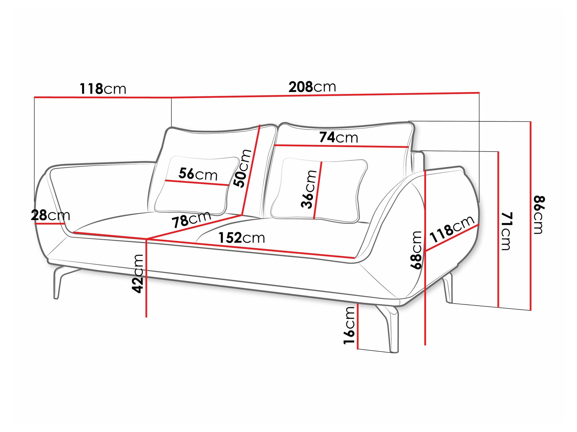Sofá Lincoln 196 (Aragon 80)