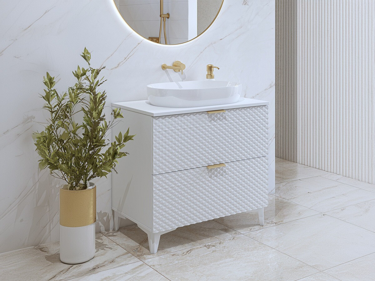 Armario de baño de pie para lavabo Liretu 102 (Blanco)