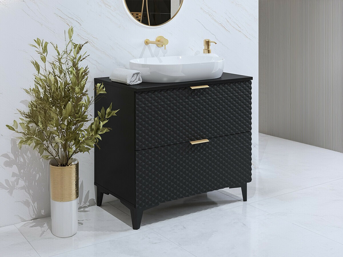Armario de baño de pie para lavabo Liretu 102 (Negro)
