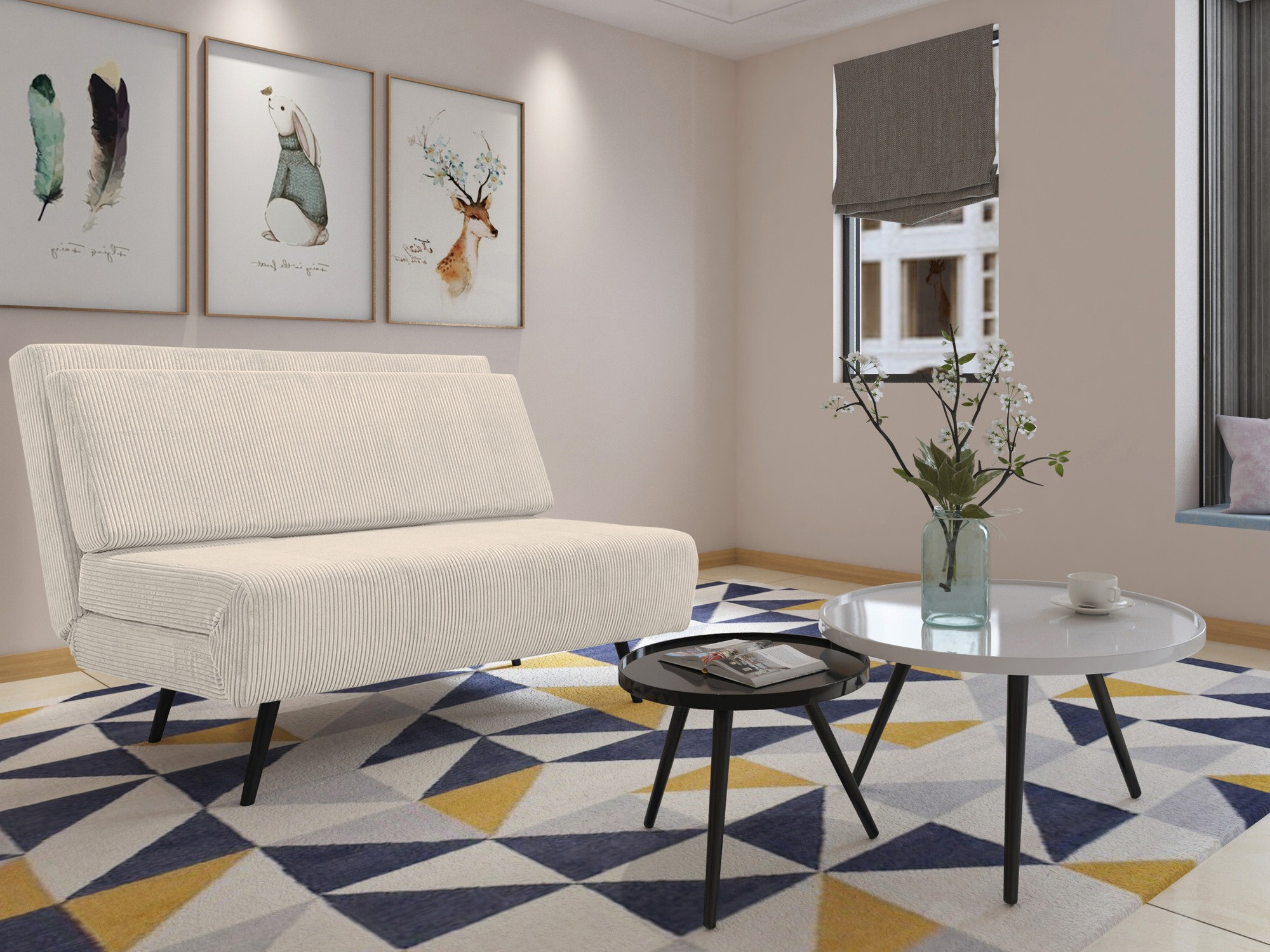 Sofá cama Denton 1354 (Crema)