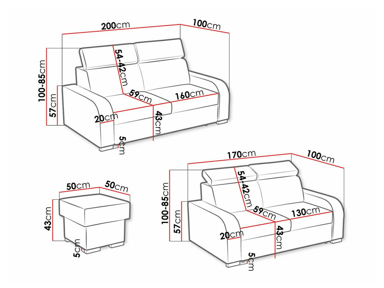 Conjunto de muebles tapizado Ovos I (Crown 4)