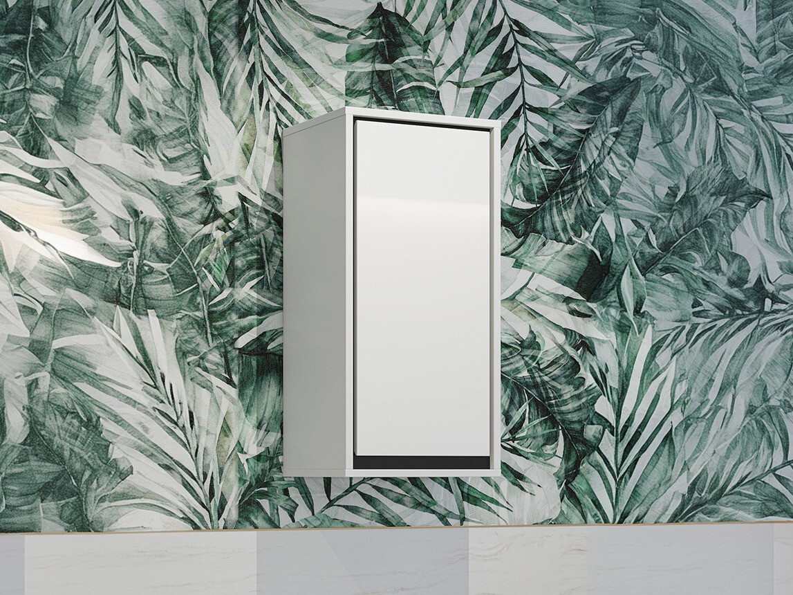 Armario colgante para baño Tecavu 100 (Blanco brillante + Blanco)