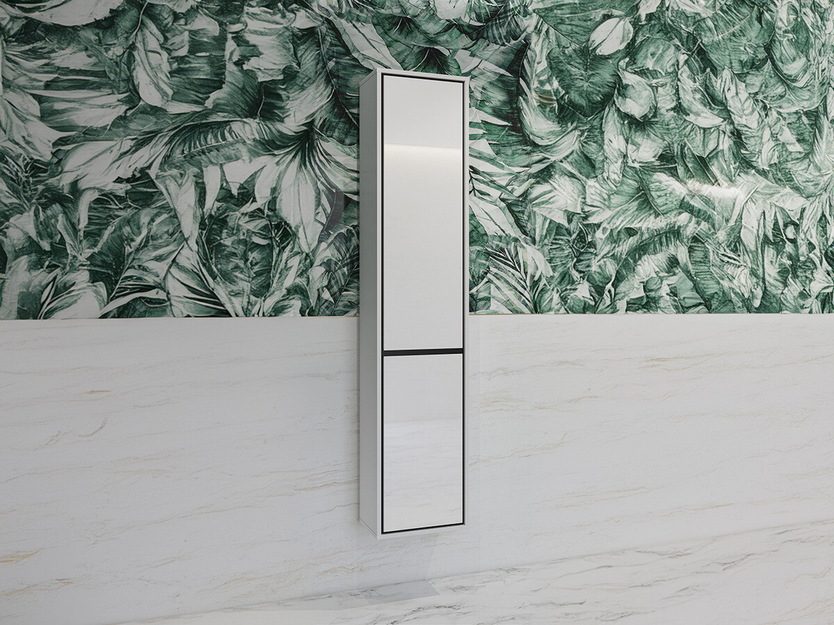 Armario colgante para baño Tecavu 101 (Blanco brillante + Blanco)