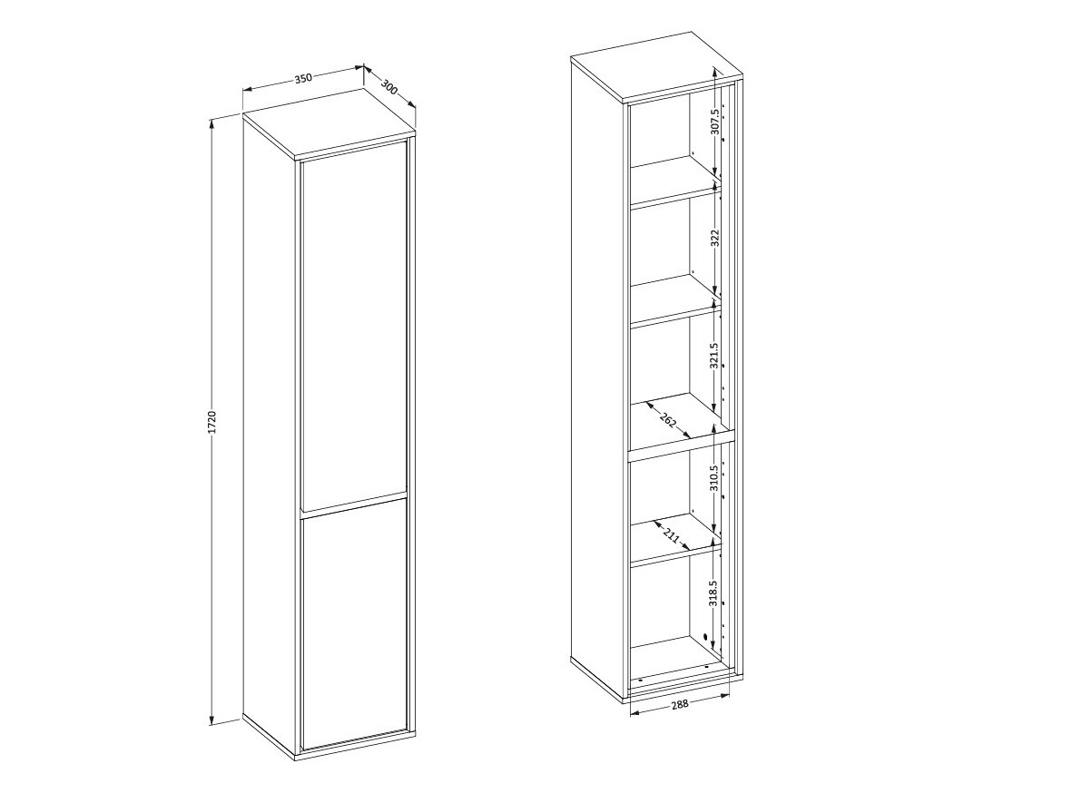 Armario colgante para baño Tecavu 101 (Blanco brillante + Blanco)