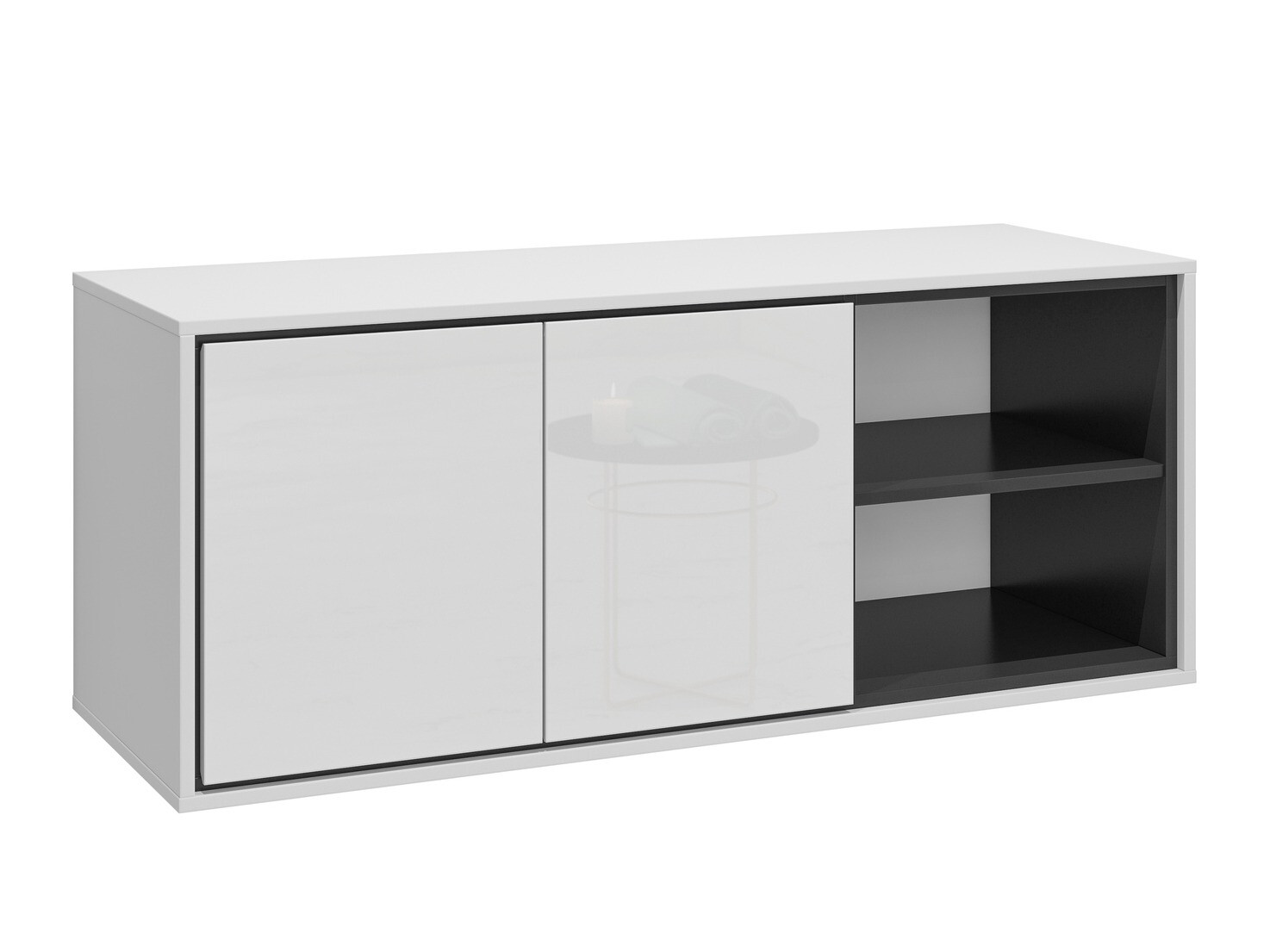 Armario colgante para baño Tecavu 104 (Blanco brillante + Blanco)