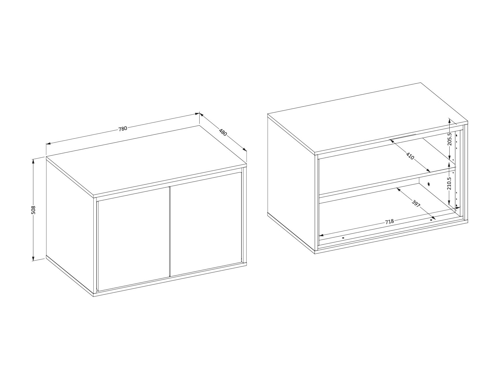 Armario de baño colgante para lavabo Tecavu 103 (Blanco brillante + Blanco)