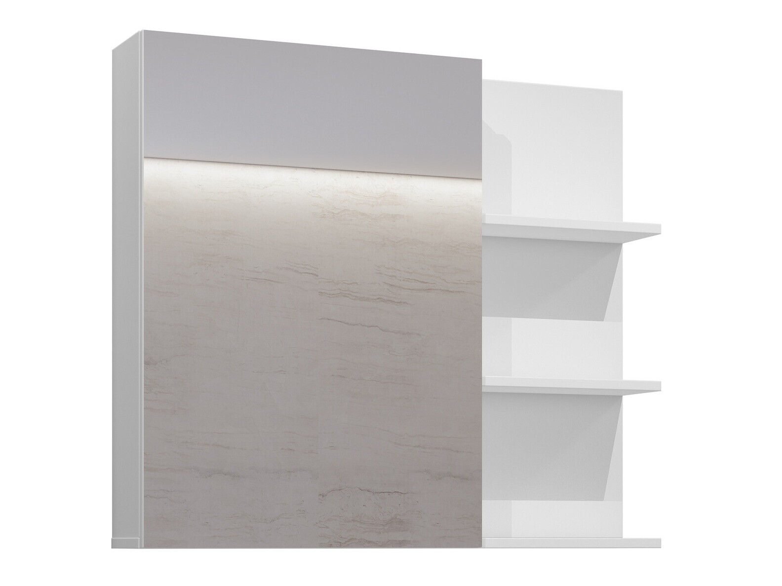Mueble para baño con espejo Tecavu 102 (Blanco brillante + Blanco)