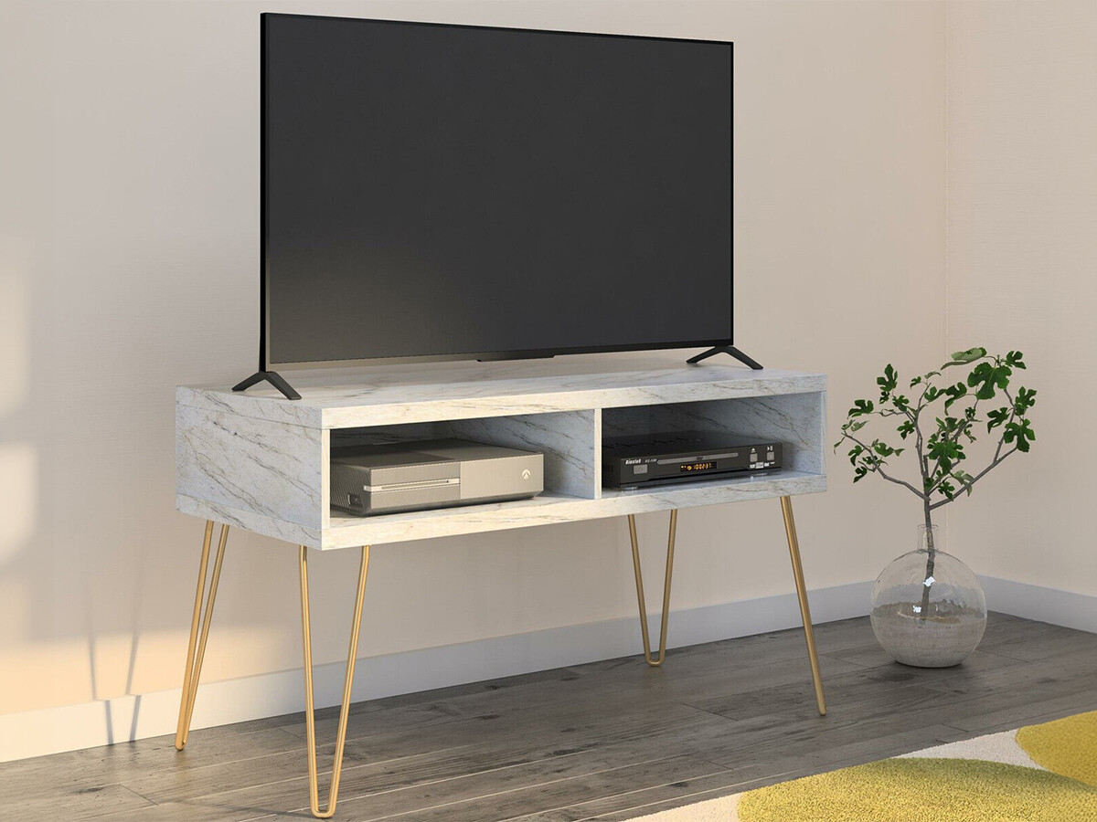 Mueble TV Tulsa 559 (Mármol blanco + Dorado)
