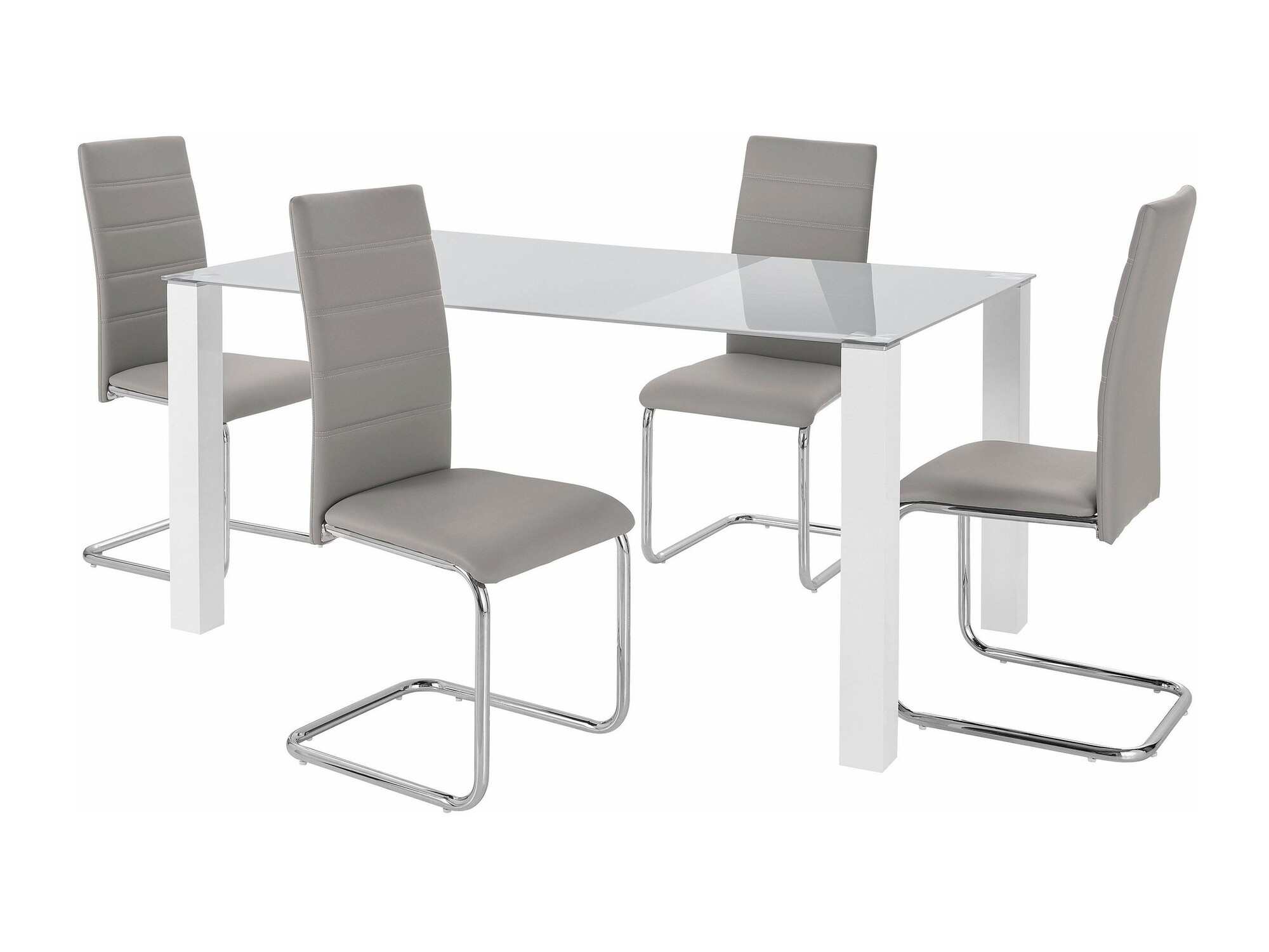 Conjunto de mesas y sillas para comedor Denton 1130 (Blanco + Gris)