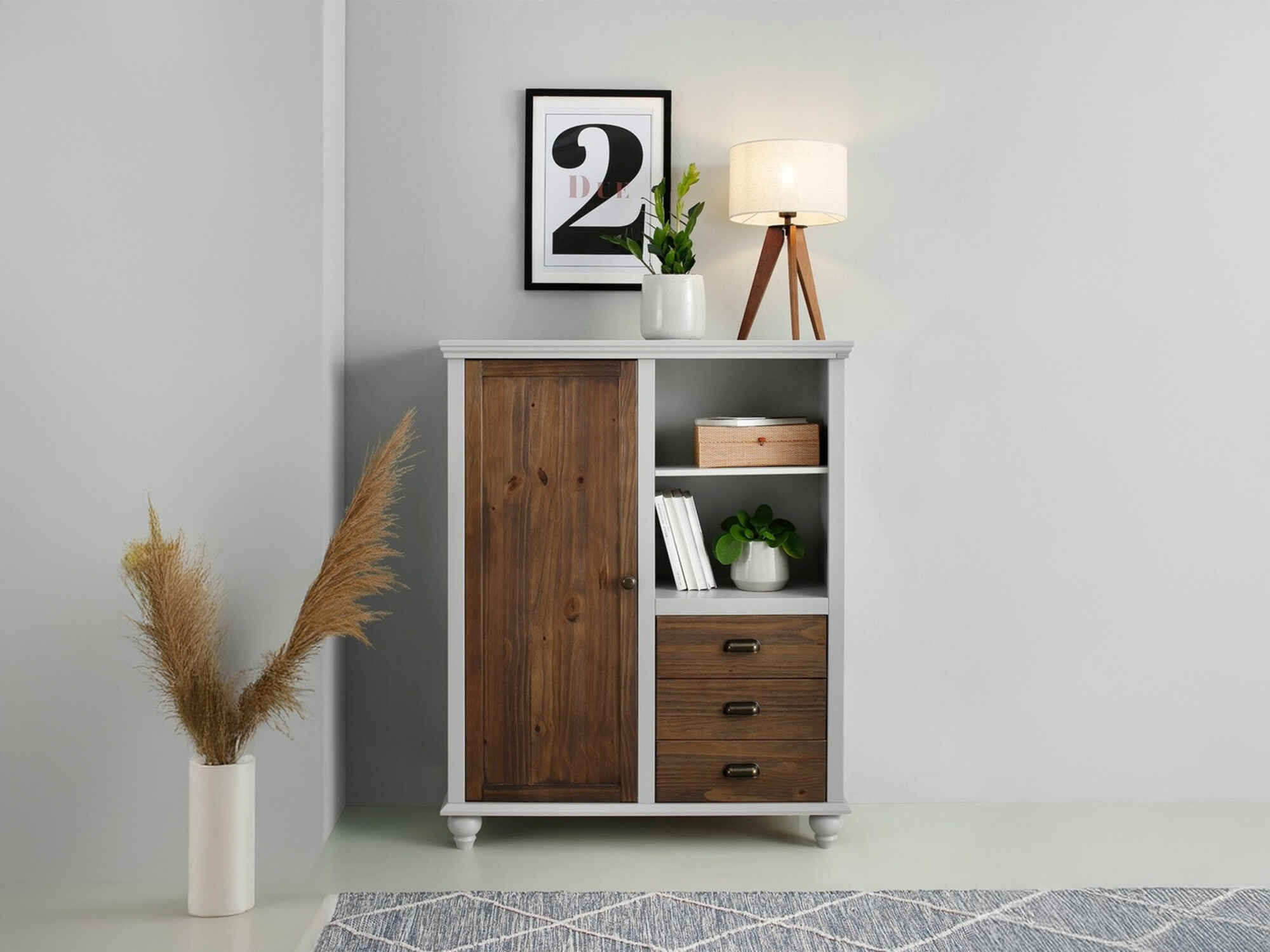 Cómoda Tivmeri 103 (Gris + Marrón)