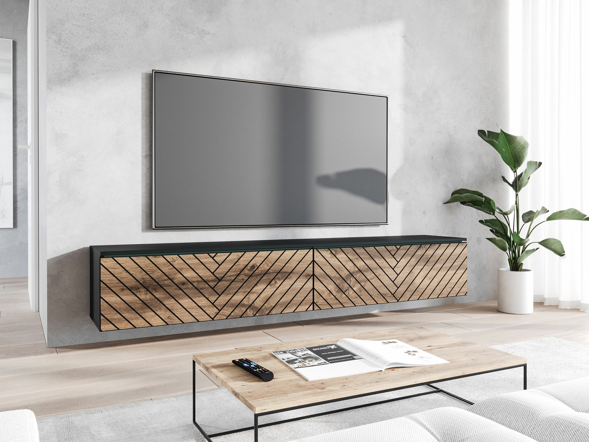 Mueble TV Sarasota 166 (Grafito + Roble wotan)
