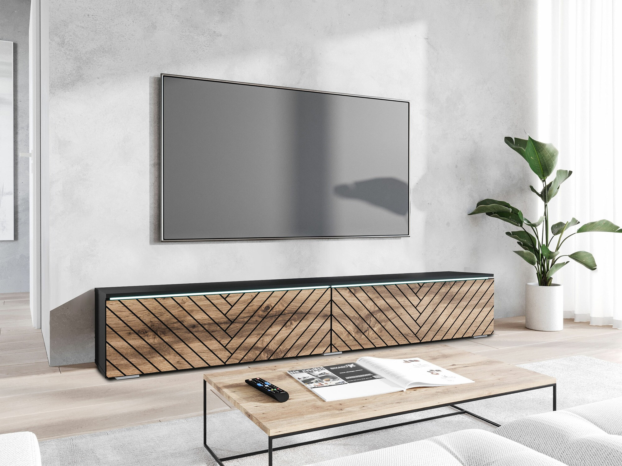 Mueble TV Sarasota 166 (Grafito + Roble wotan)