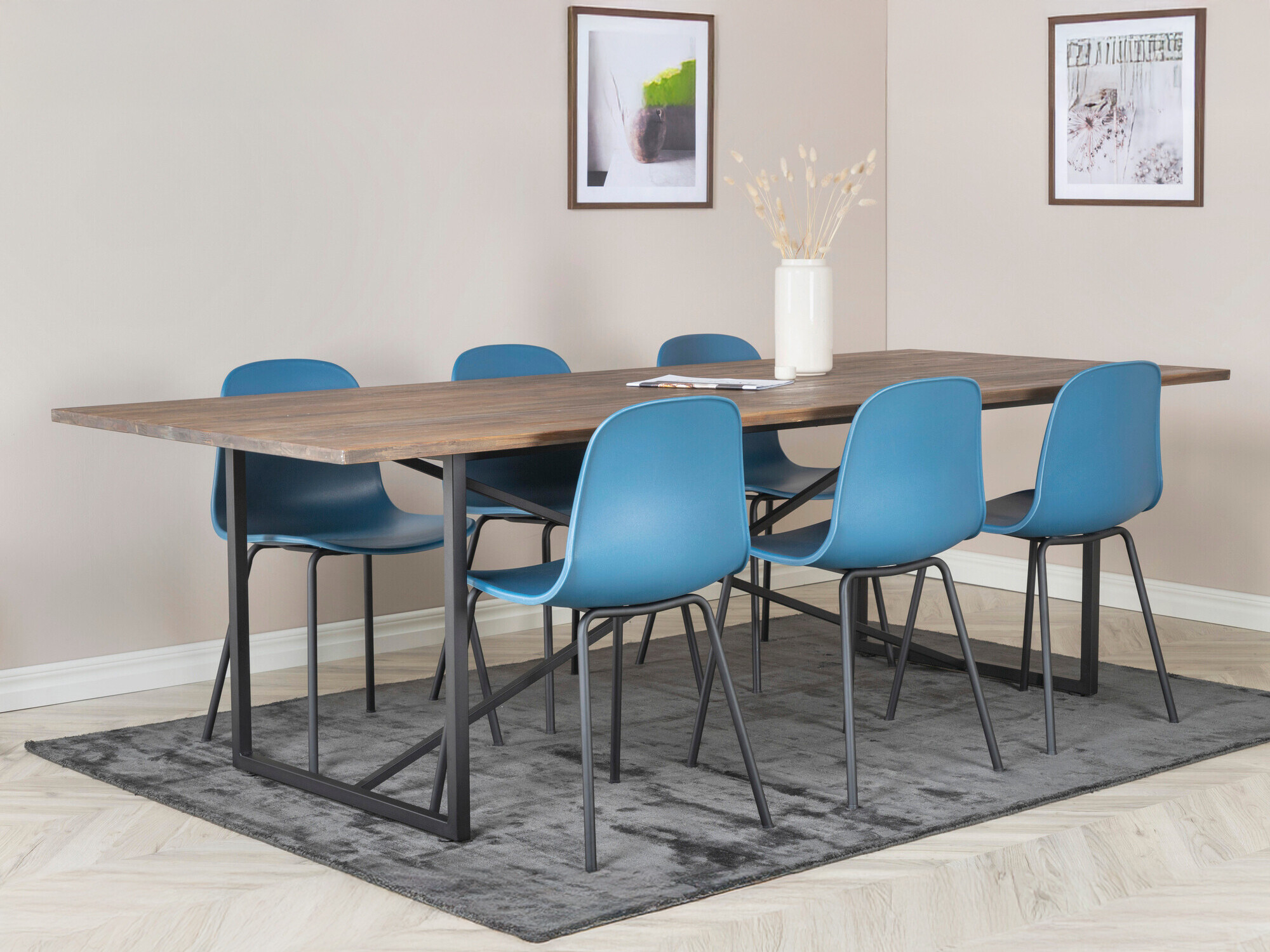 Conjunto de mesas y sillas para comedor Dallas 1861 (Negro + Azul claro)