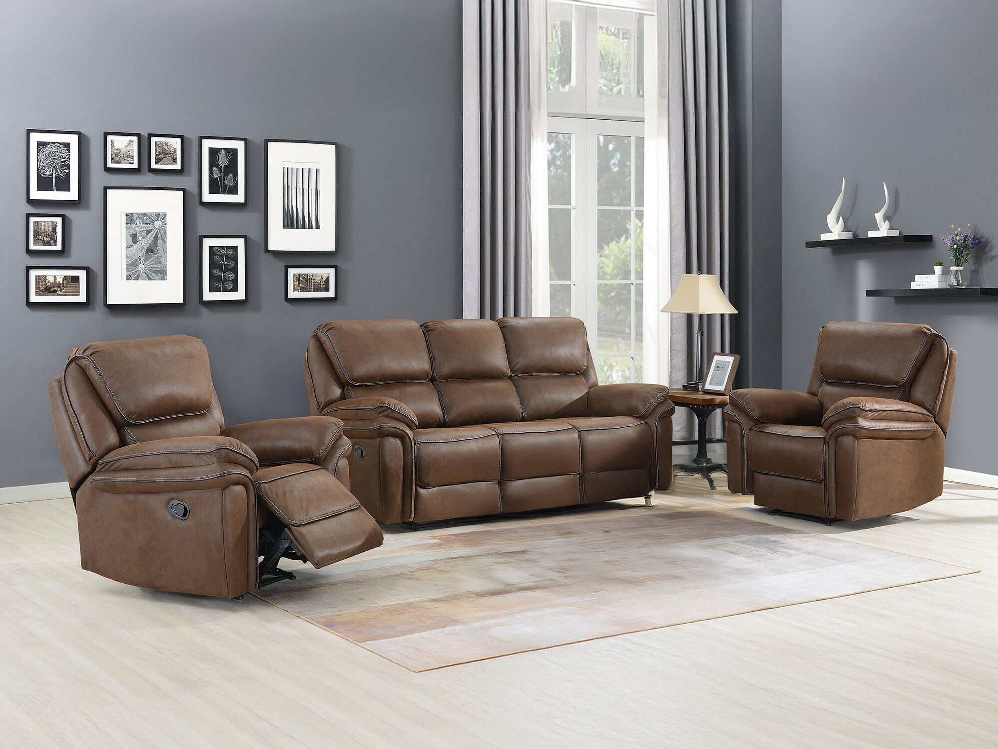 Conjunto de muebles tapizado Dallas 4726 (Marrón)