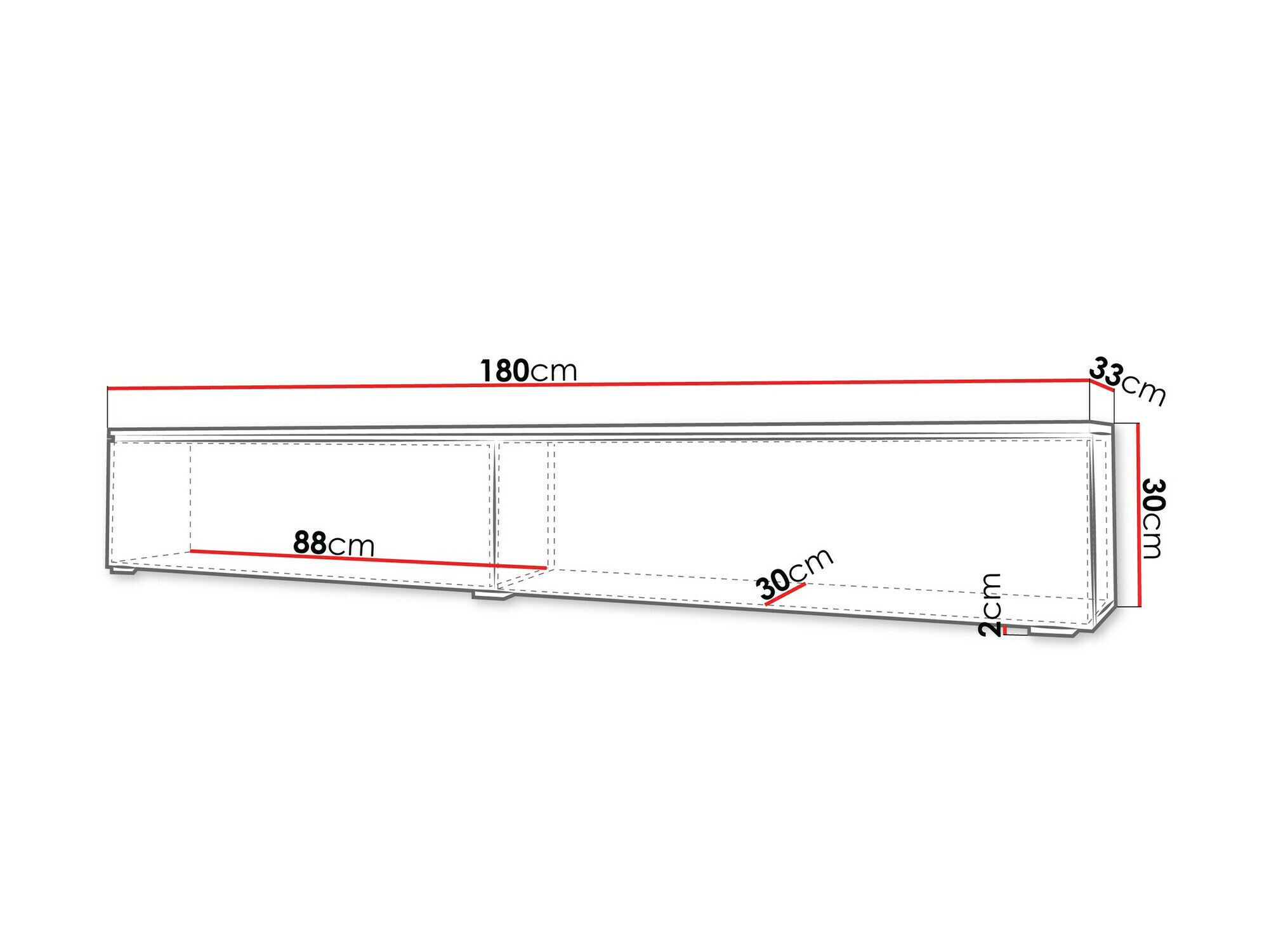 Mueble TV Sarasota 166 (Grafito + Negro)