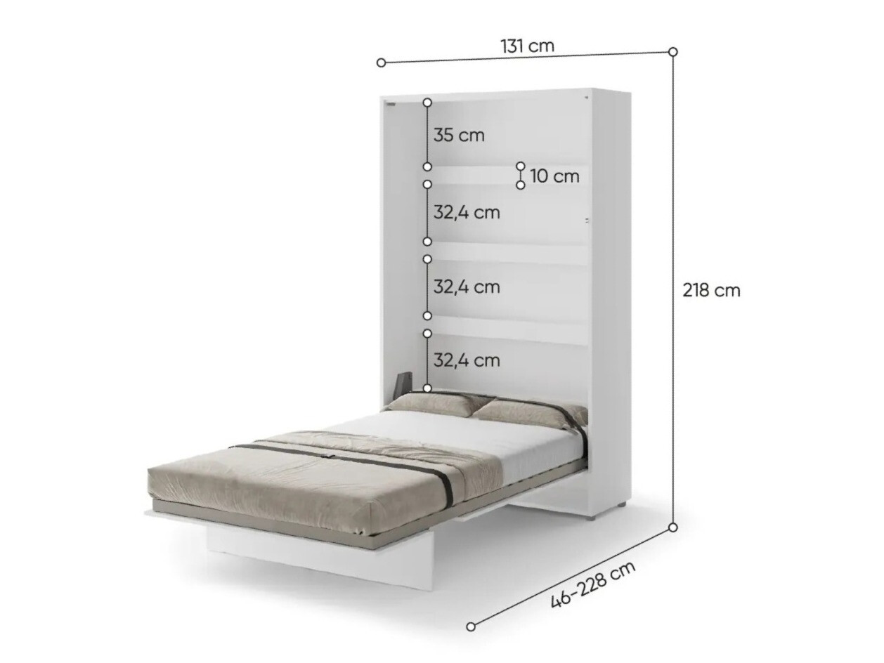 Cama plegable Concept Lenart (Blanco + Blanco brillante)