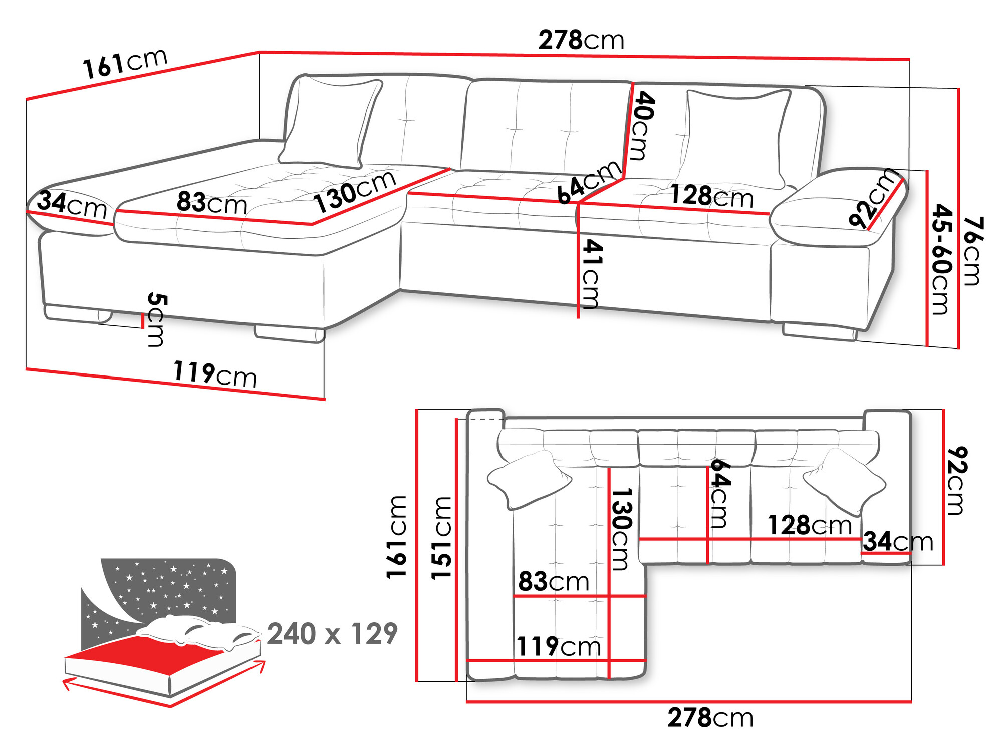 Sofá rinconero Comfivo 152 (Rico 12)