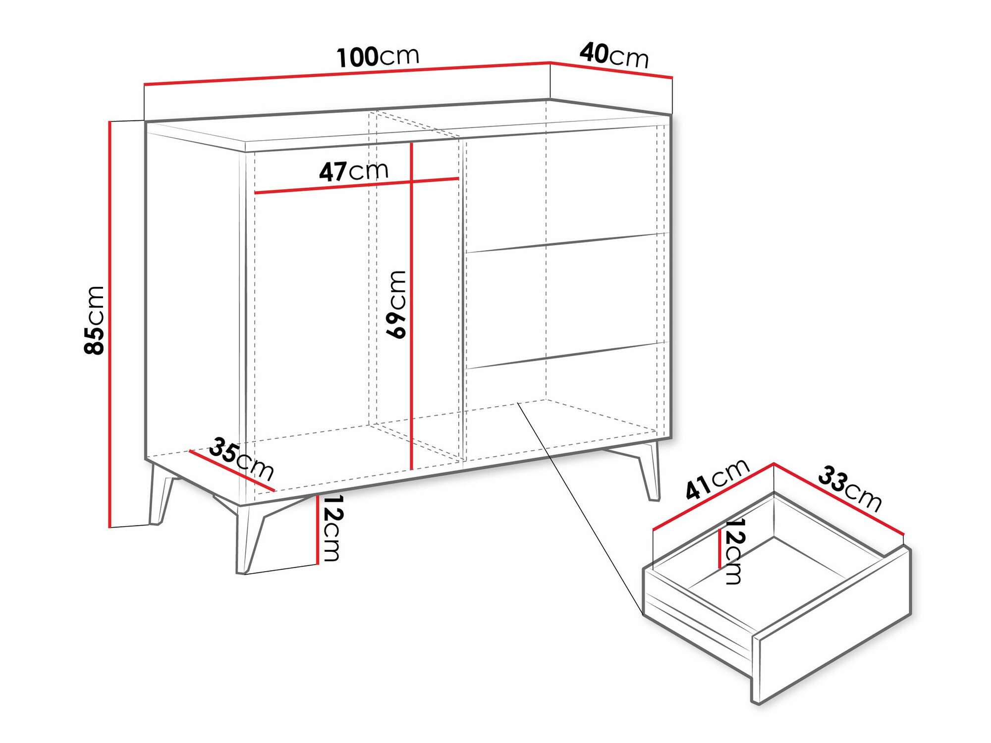 Cómoda Comfivo Virfera 100 (Blanco + Blanco brillante)