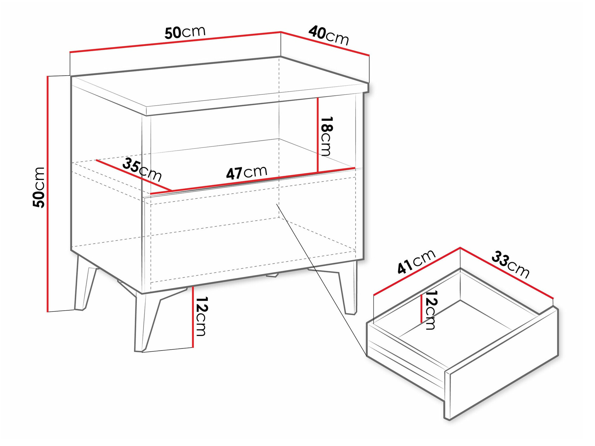 Mesilla de noche Comfivo 493 (Blanco + Blanco brillante)